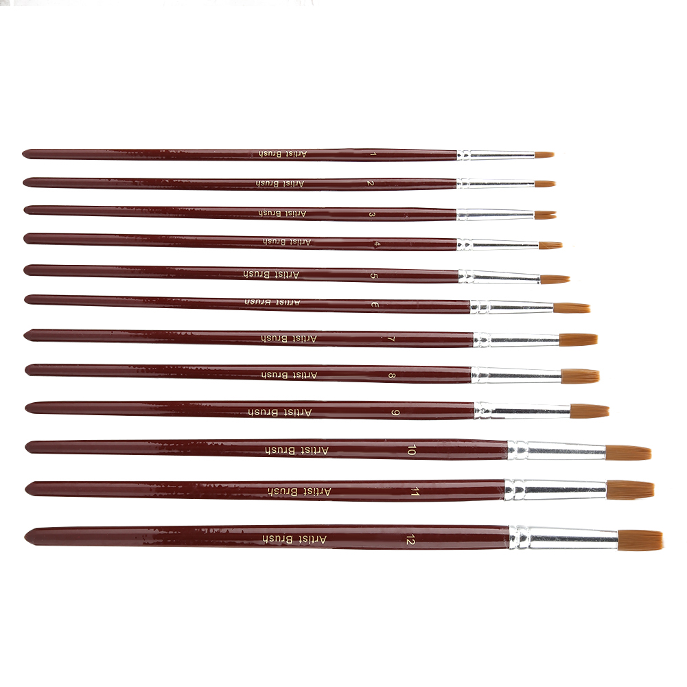 Set Mit 12 Nylon-aquarellpinseln (flache Spitze)
