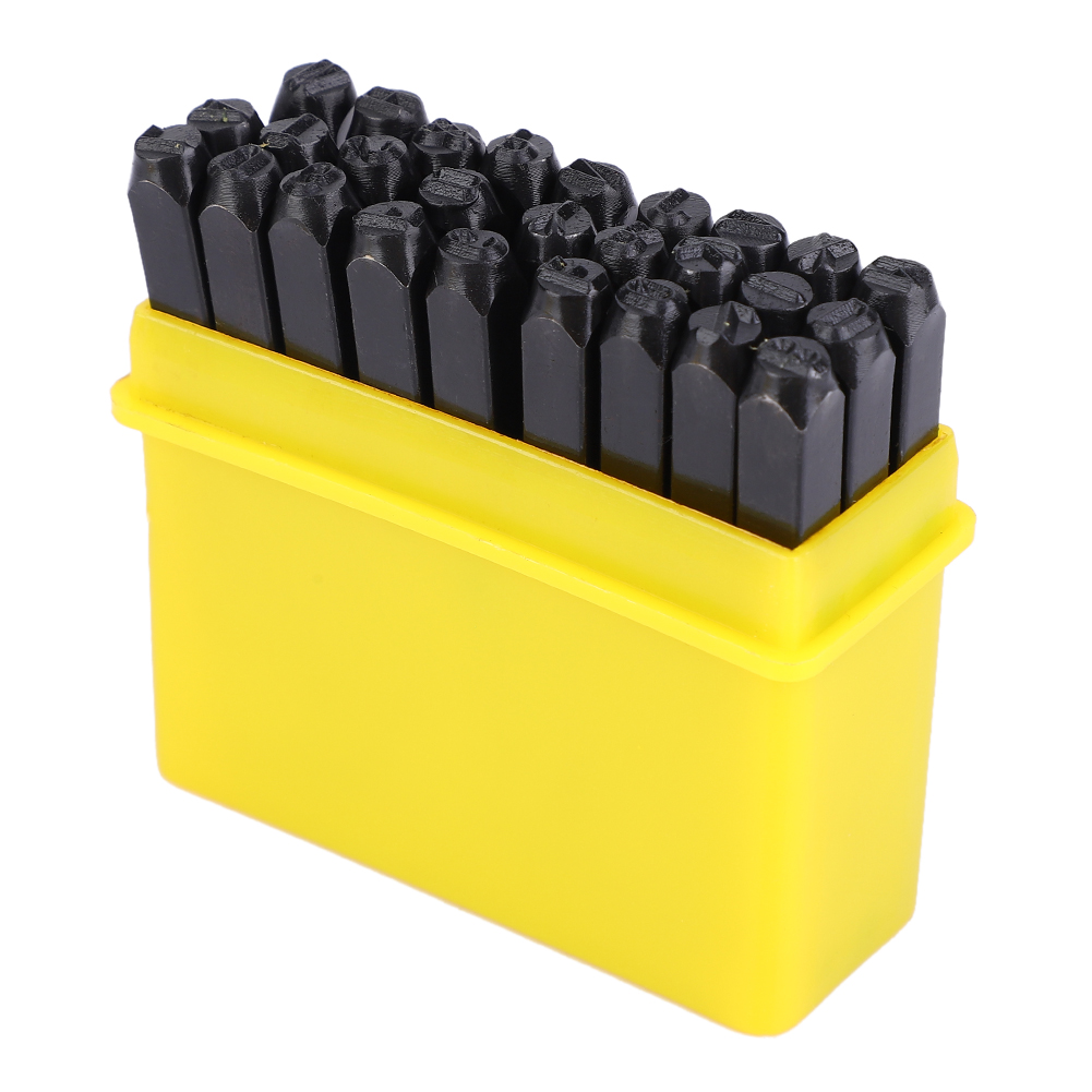 Set Mit 36 Stempeln Aus Kohlenstoffstahl Für Zahlen, Buchstaben Und Das Alphabet + Etui