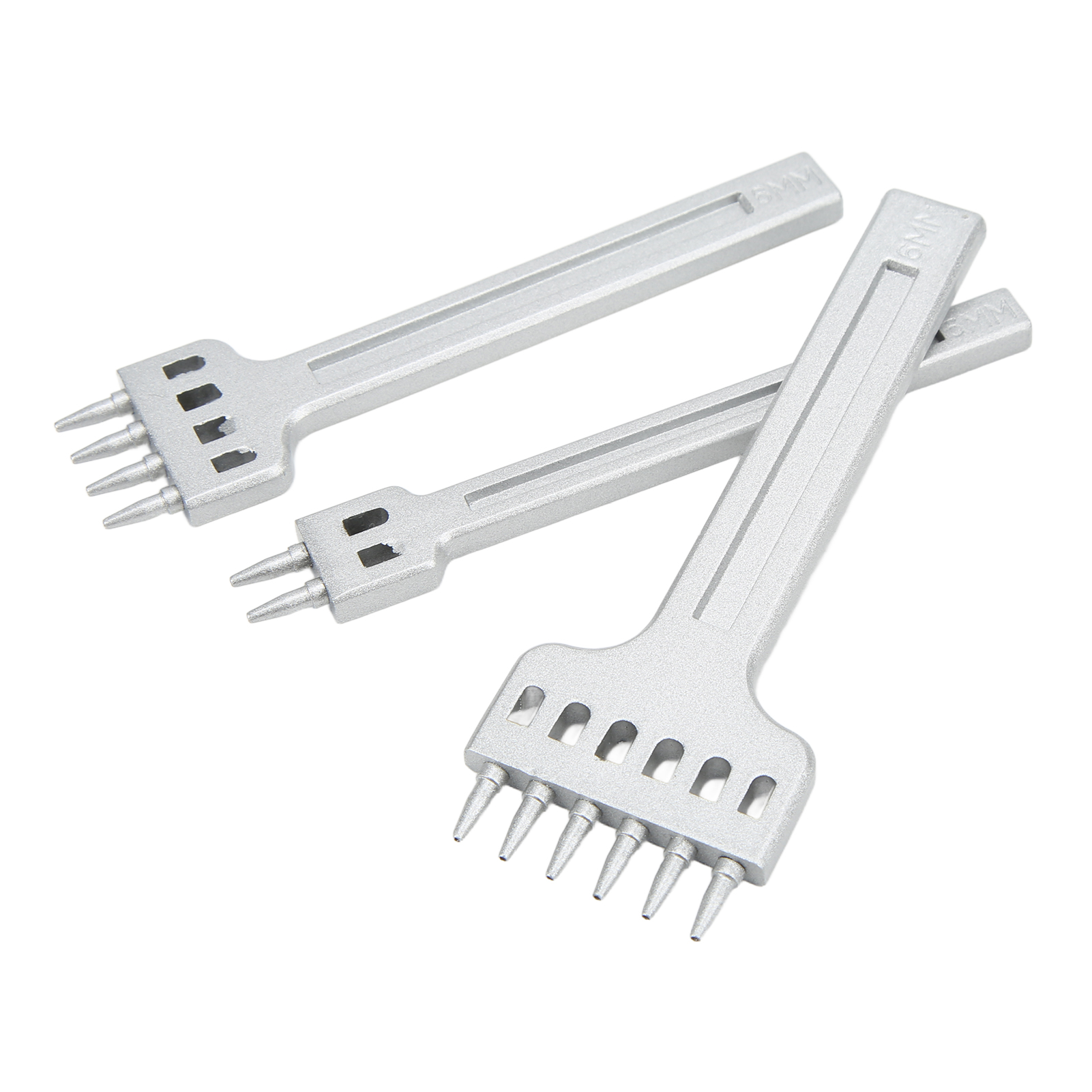 Lederklauenlöffel, 2, 4 Oder 6 Zinken, Zinklegierung, Strahlend Weiß, Große Öffnung, Hochglanzpoliert, Sichtbare Naht, 6 Mm