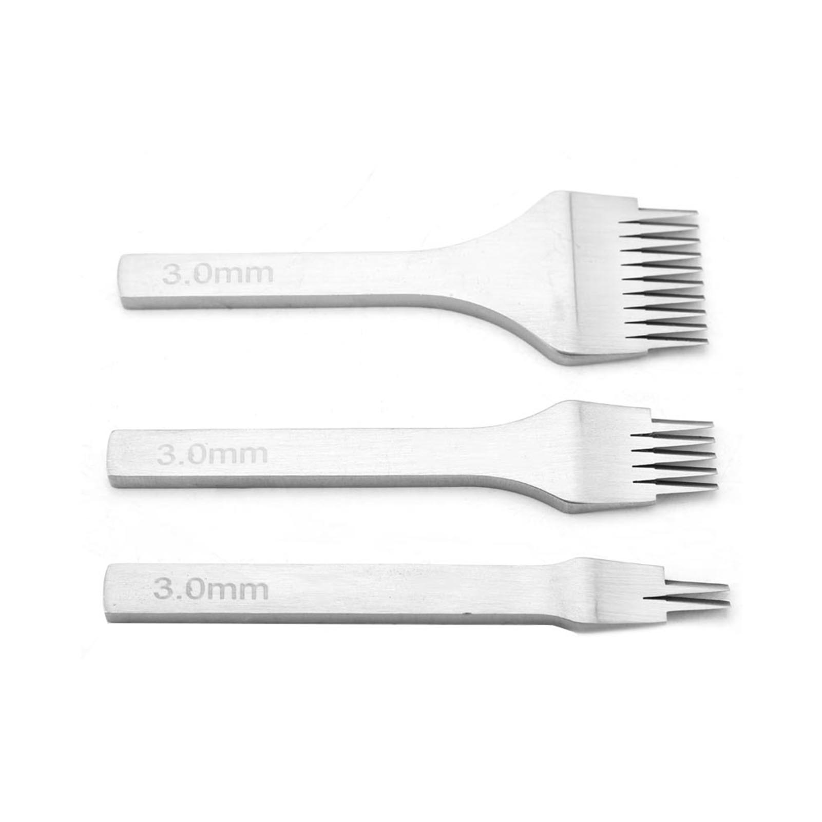 Set Aus 2/5/10 Weißen Stahlstanzwerkzeugen, Näh- Und Schnürscheren Für Die Lederverarbeitung (3,0 Mm)