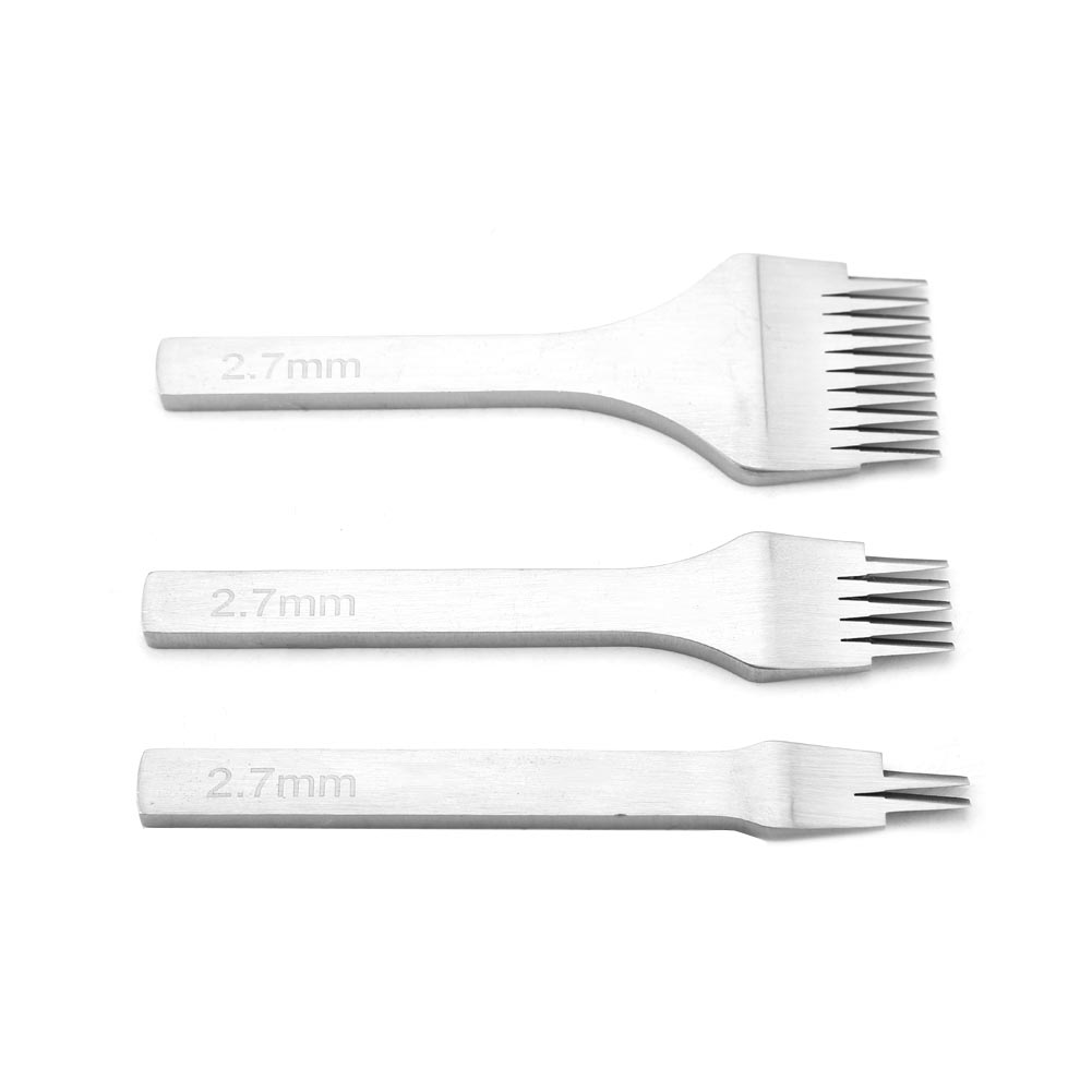 Set Aus 2/5/10 Weißen Stahlstanzwerkzeugen, Näh- Und Schnürscheren Für Die Lederverarbeitung (2,7 Mm)