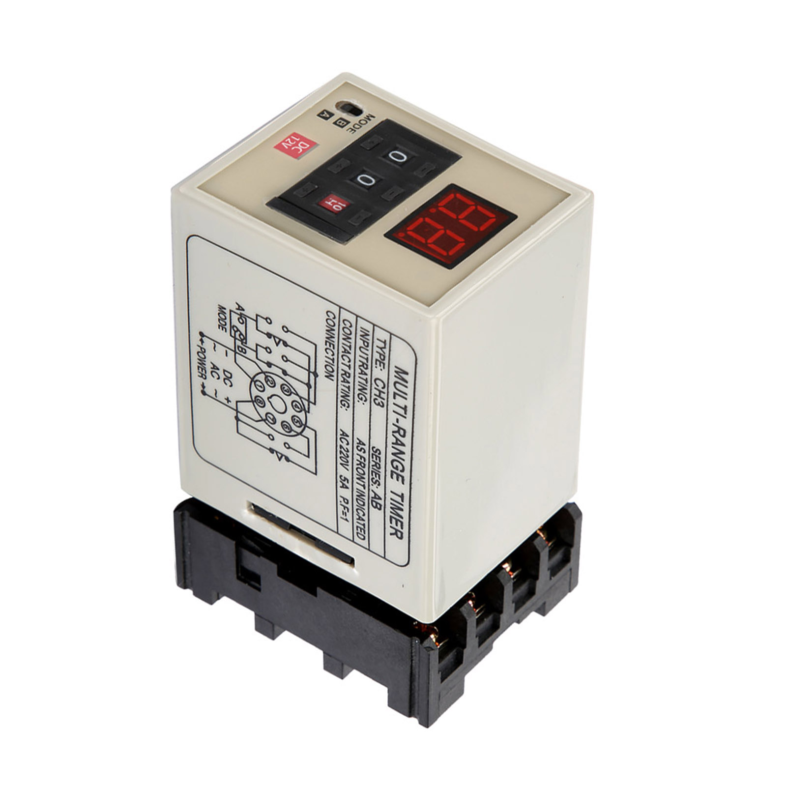Ah3-dm Dual-mode-zeitverzögerungsrelais 0,01s-99h Mit Led-anzeige (12v Dc)