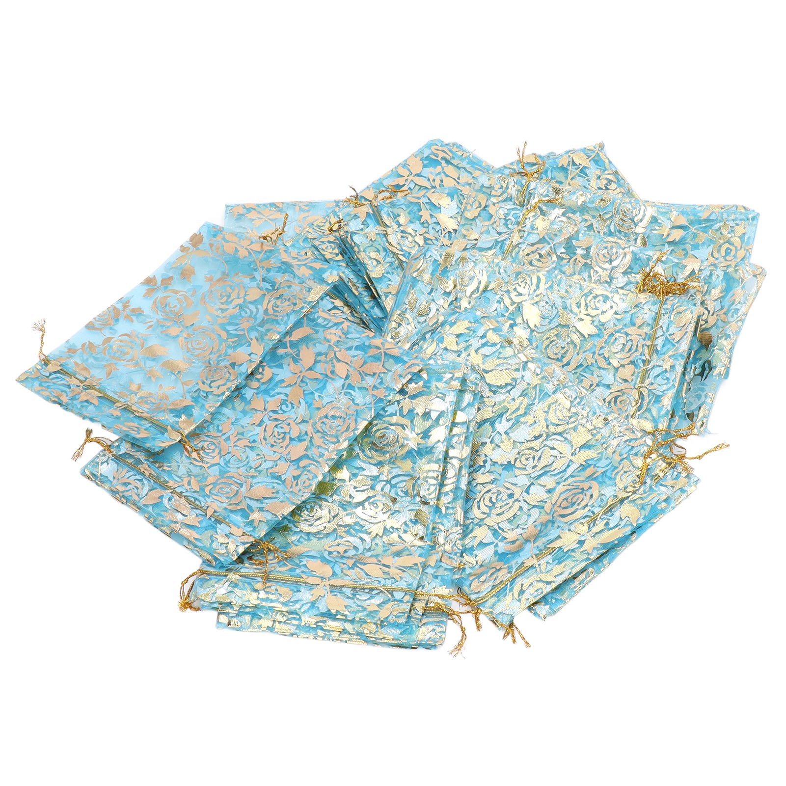 Packung Mit 200 Organzabeuteln Mit Kordelzug, Rosa Muster, 16 X 11 Cm, Blau.