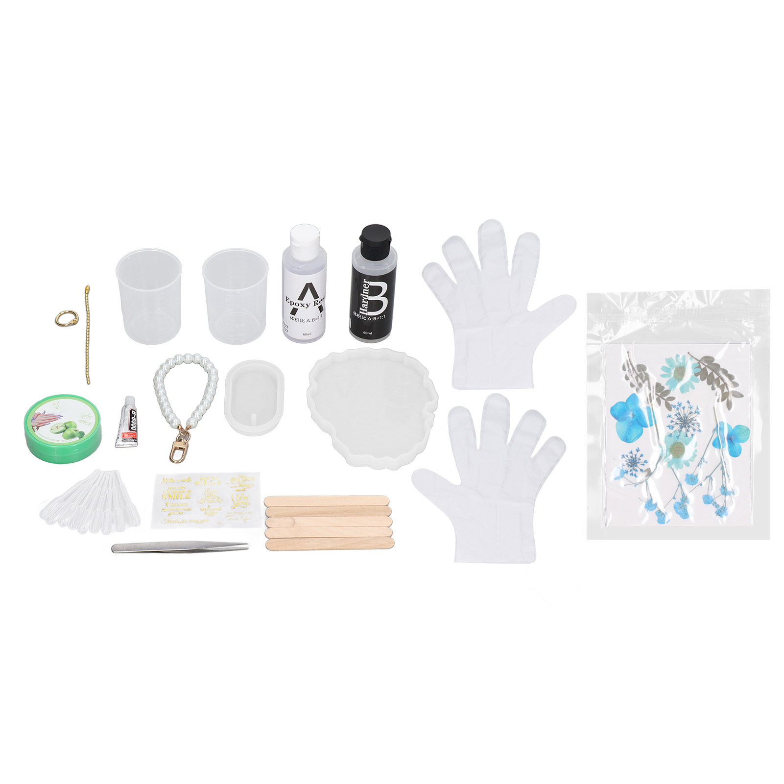 Diy-untersetzer-set Aus Epoxidharz, Wiederverwendbares Silikon-set Zur Blumenkonservierung, Harzform Mit Blauen Aufklebern Für Trockenblumen
