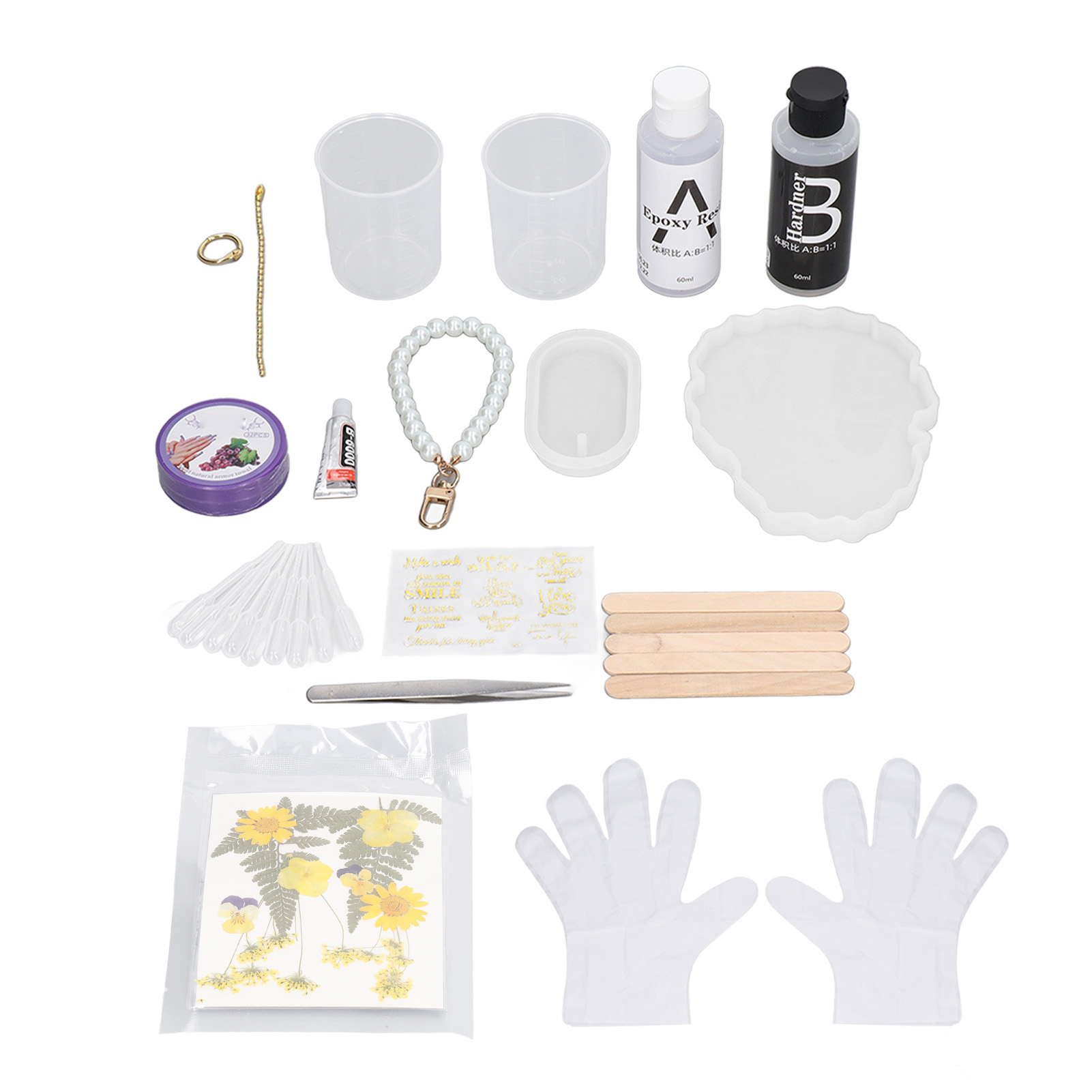 Diy-untersetzer-set Aus Epoxidharz, Wiederverwendbares Silikon-set Zur Blumenkonservierung, Harzform Mit Aufklebern Für Gelbe Trockenblumen