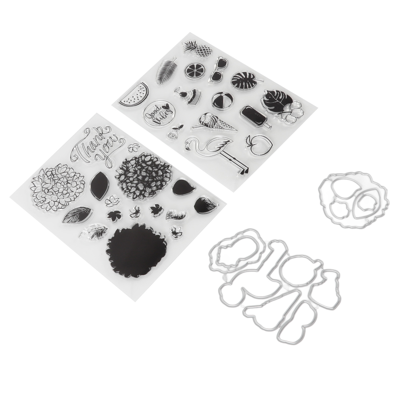 Set Mit 2 Wiederverwendbaren, Transparenten Stempeln Mit Dem Motiv „danke“ Für Scrapbooking, Bastelarbeiten Und Selbstgemachte Geschenke. Inklusive Stanzform.