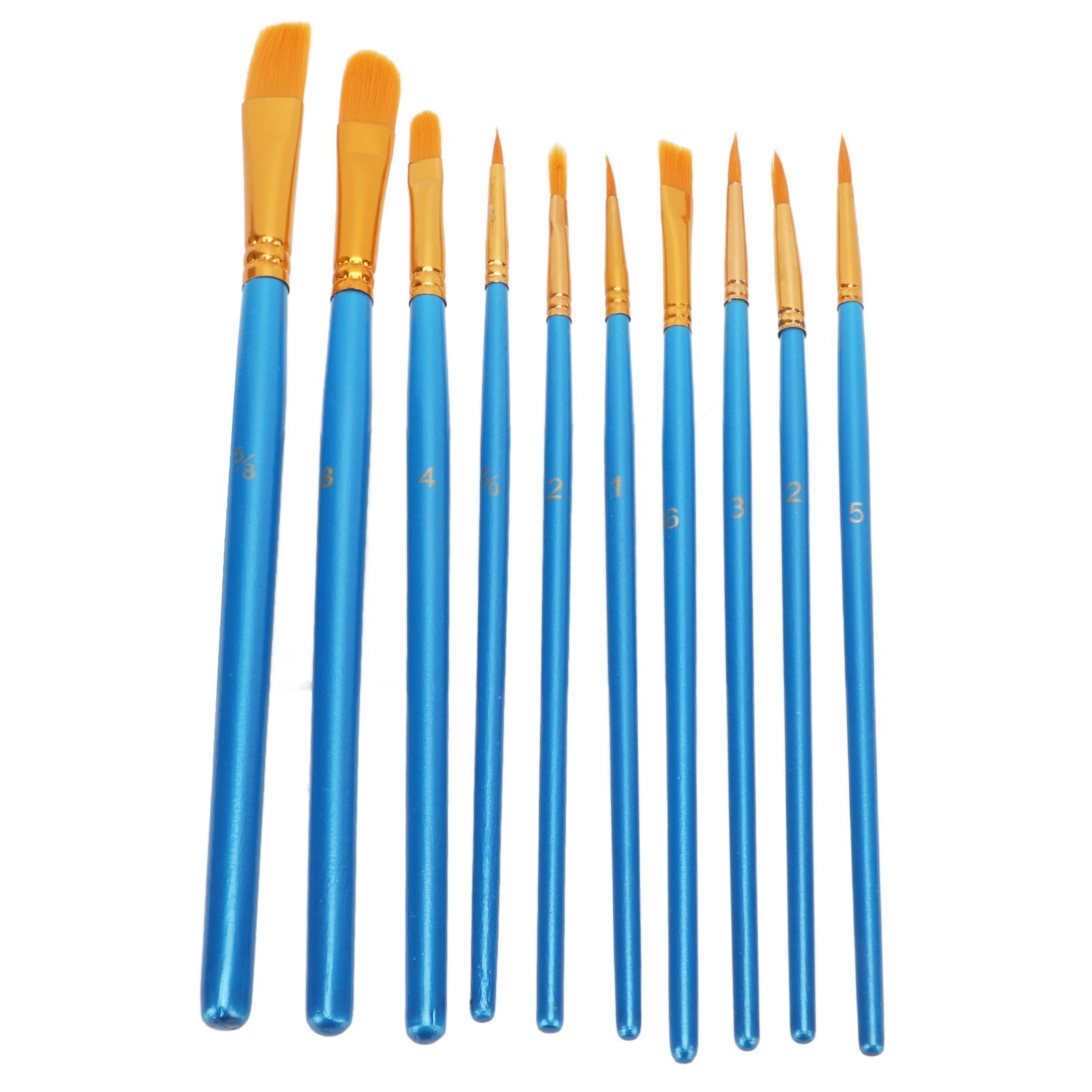 Set Mit 10 Perlmuttblauen Nylonpinseln Für Kunstmalerei, Ölmalerei Und Aquarellmalerei