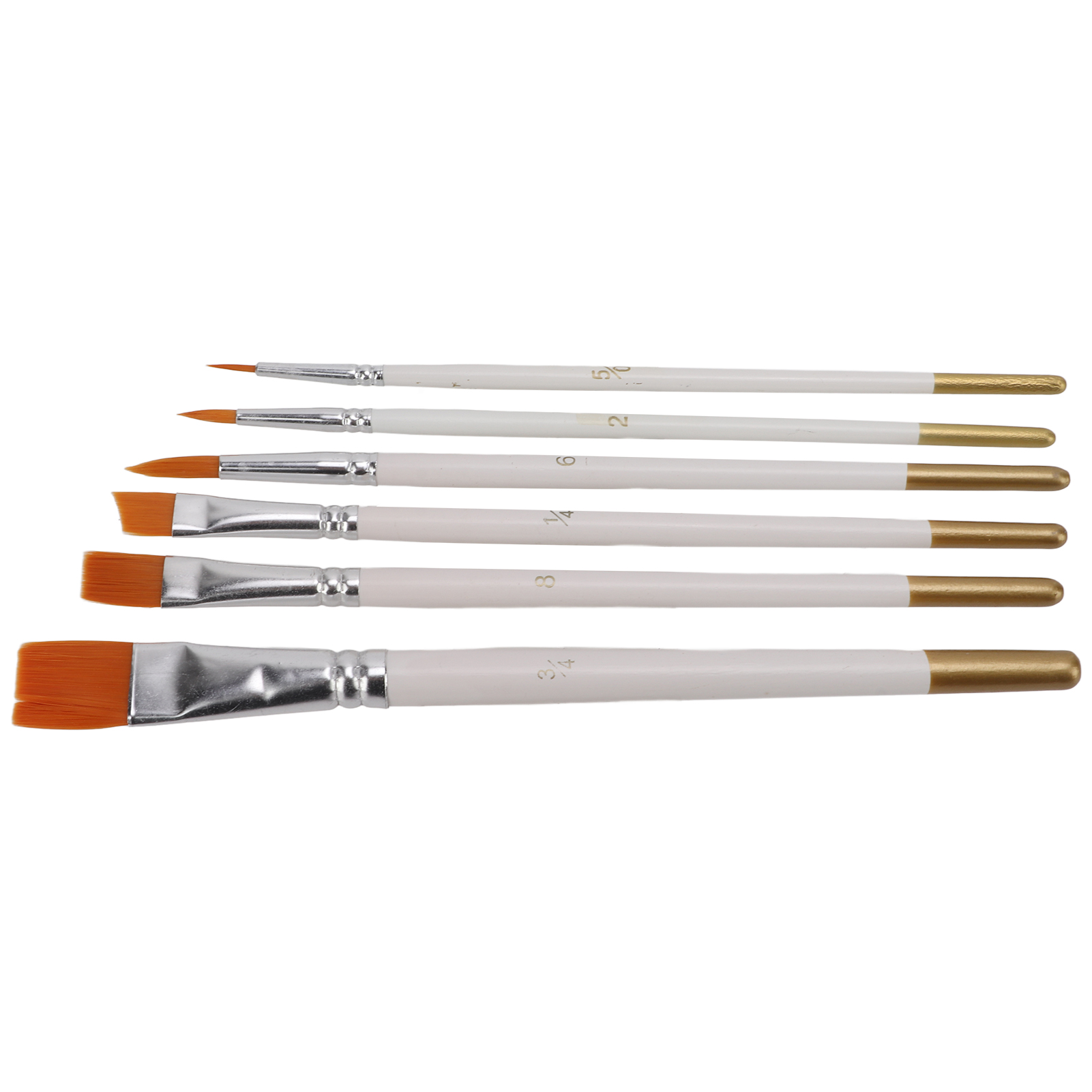 Set Mit 6 Vielseitigen Mini-pinseln Aus Weißem Nylon Mit Runden Und Flachen Spitzen, Für Öl- Und Aquarellmalerei.