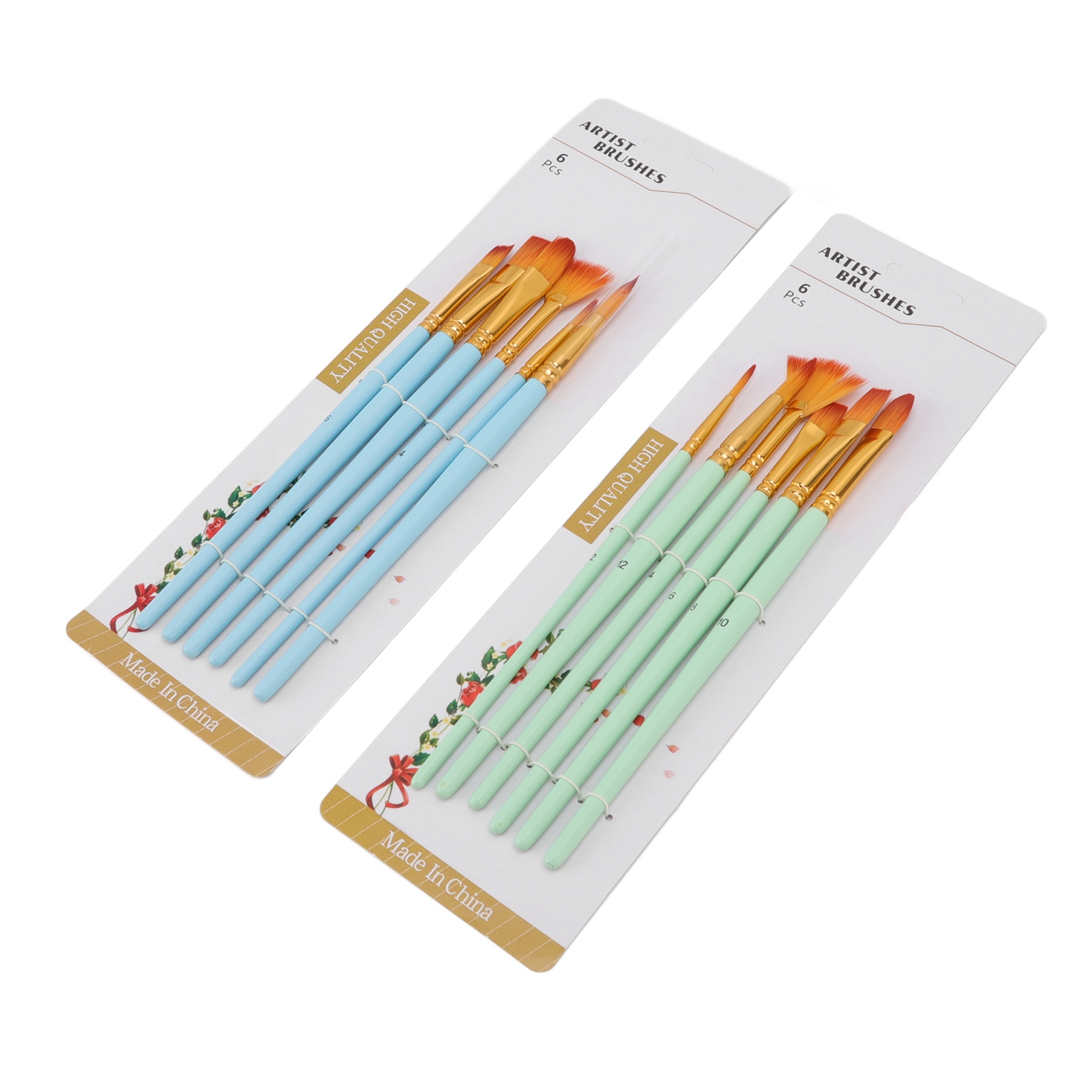 Set Mit 12 Acrylpinseln, Holzgriff, Nylonborsten, Vielseitig Einsetzbar Für Aquarell-, Öl- Und Acrylfarben