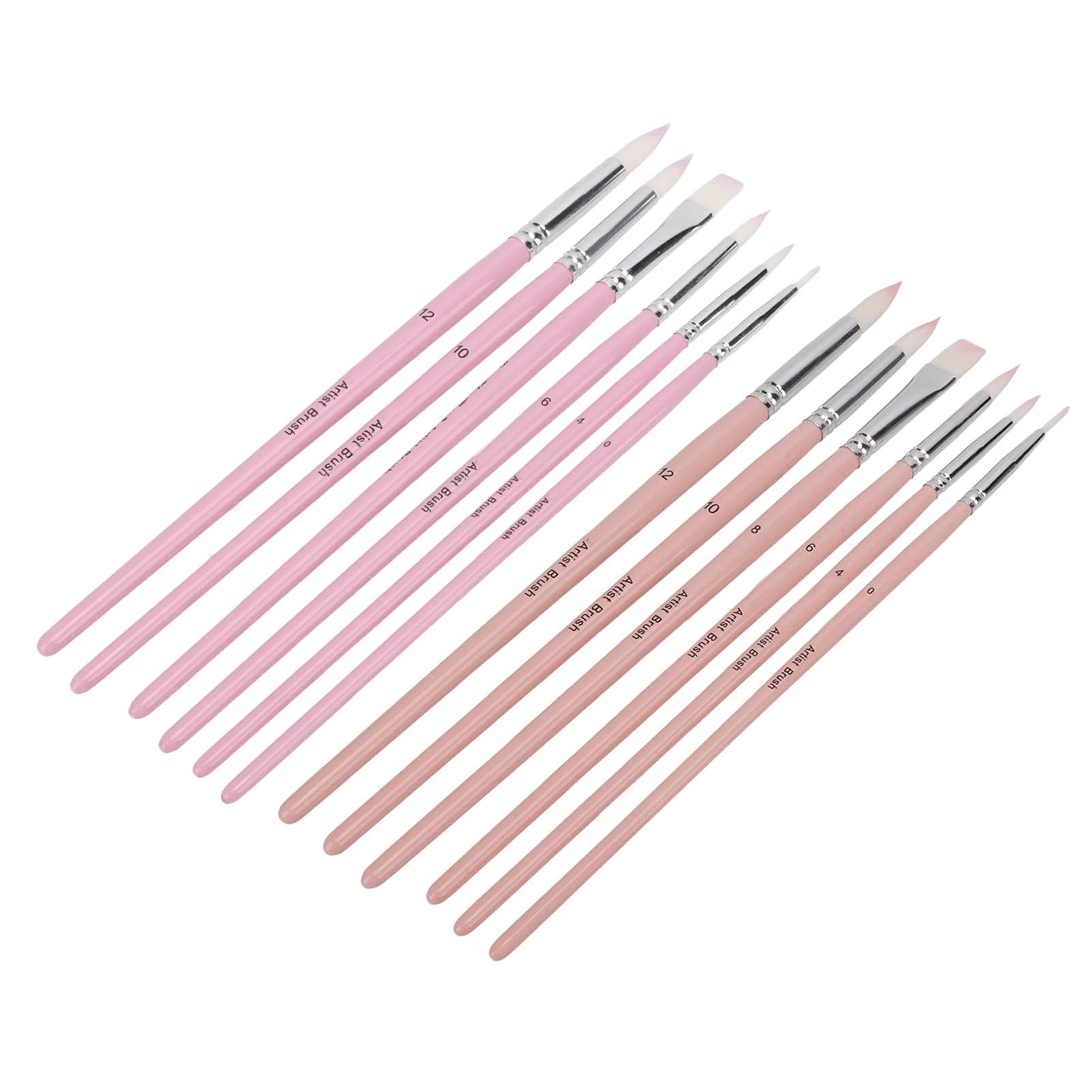 Set Aus 12 Waschbaren Und Reinigbaren Nylonpinseln Aus Nylonwolle In Verschiedenen Farben, Leicht, Für Kunstzwecke (rosa Hibiskuslila).