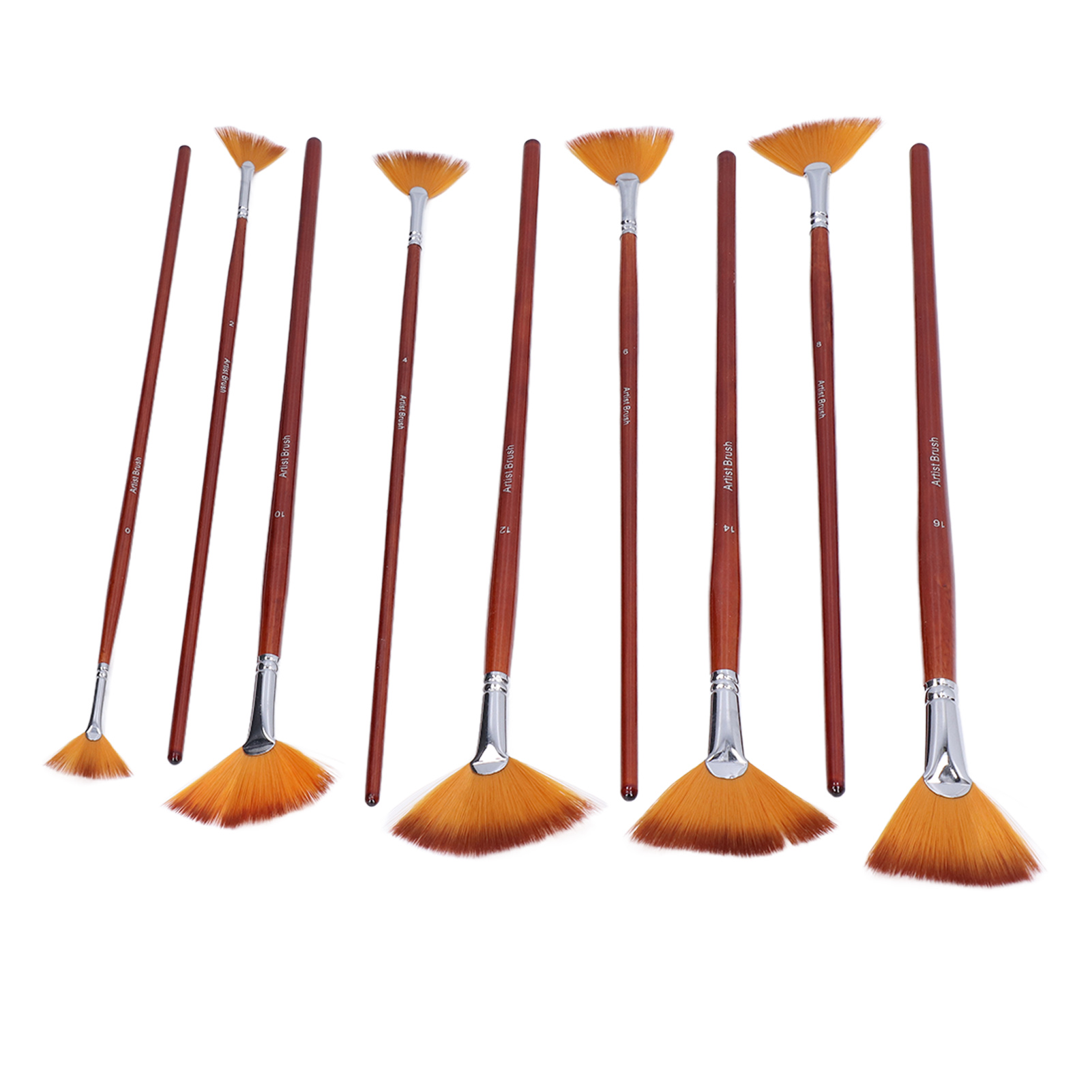 Set Mit 9 Fächerförmigen Pinseln, Nylonborsten, Holzgriff, Gute Elastizität, Flexibel, Robust Und Langlebig, Pinsel Für Ölmalerei