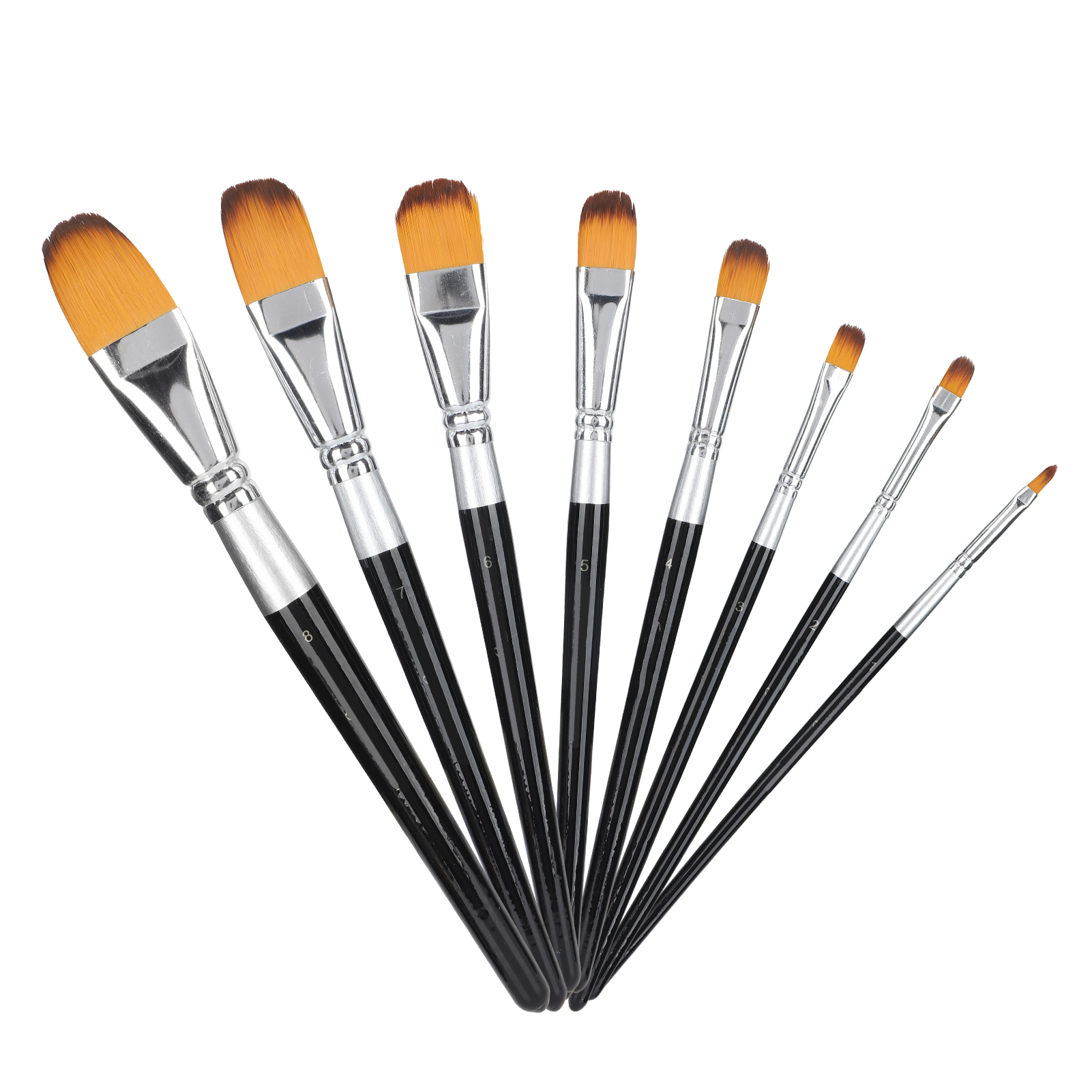 Set Mit 8 Nylon-künstlerpinseln Für Öl-, Acryl- Und Aquarellmalerei