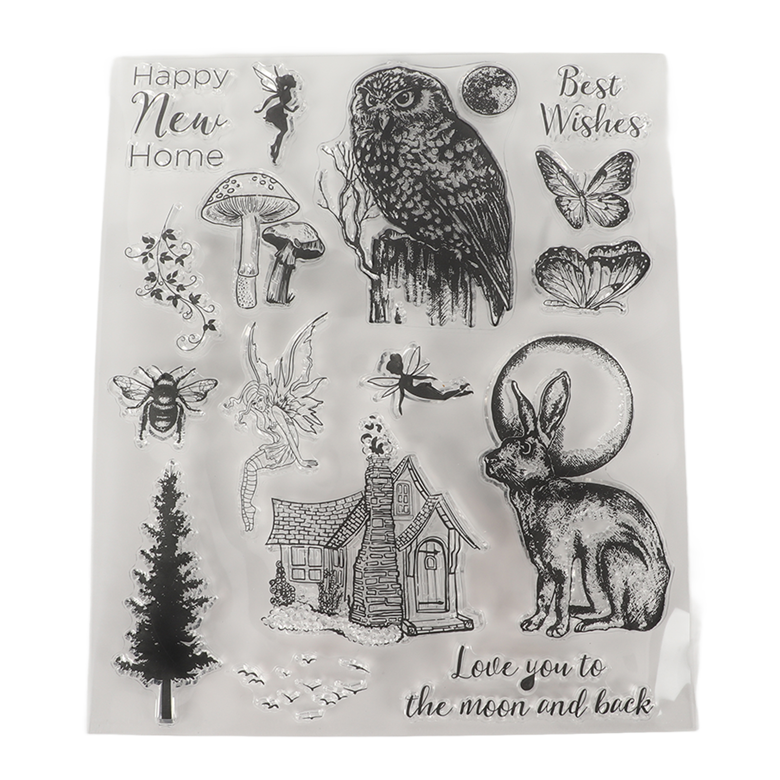 Transparente Stempel Mit Verschiedenen Motiven: Fee, Eule, Hase Usw. Ideal Zum Basteln Von Karten Und Für Diy-dekorationen.