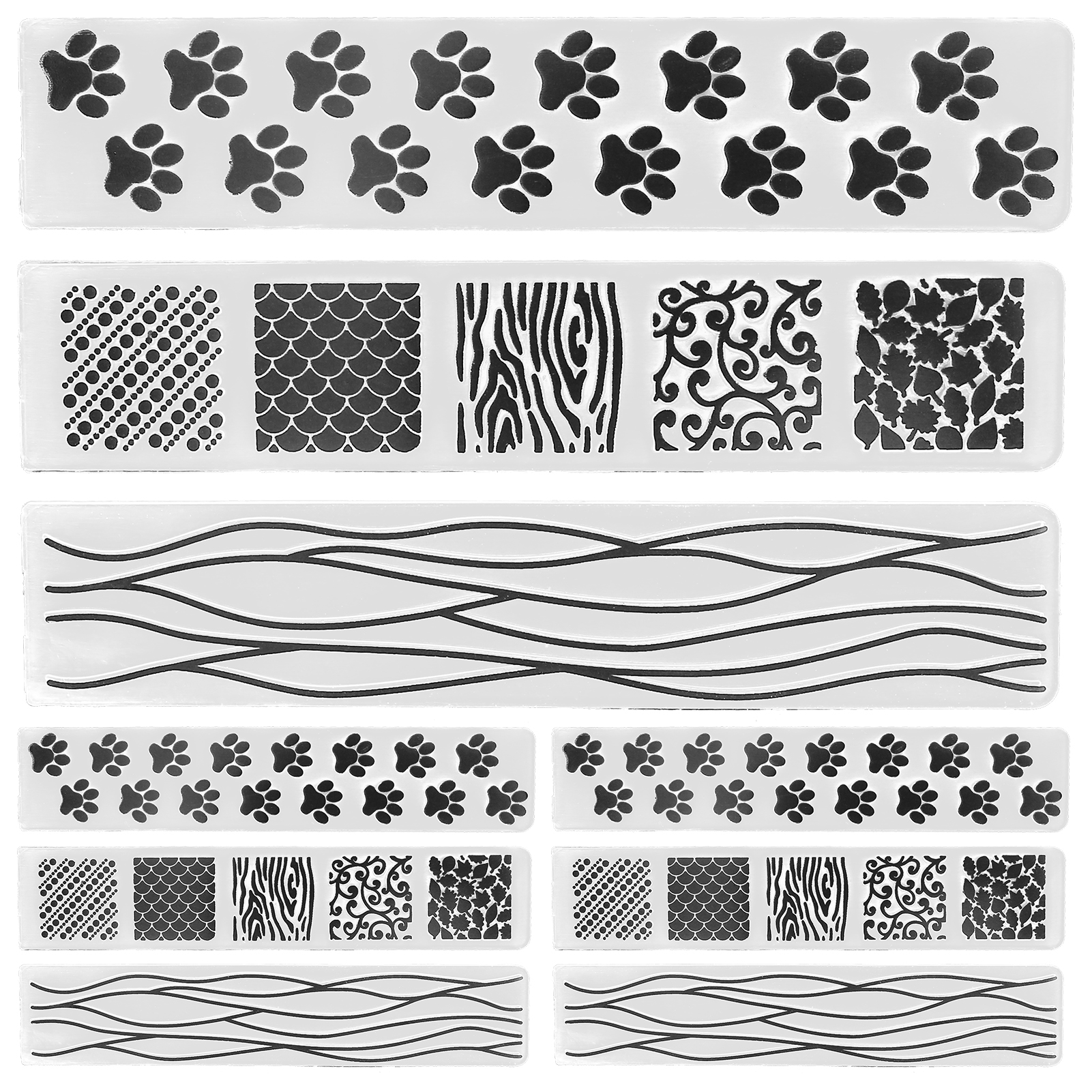 Set Mit 9 Prägetaschen Aus Kunststoff Mit Schablonen Für Kartenherstellung, Scrapbooking Und Bastelarbeiten.