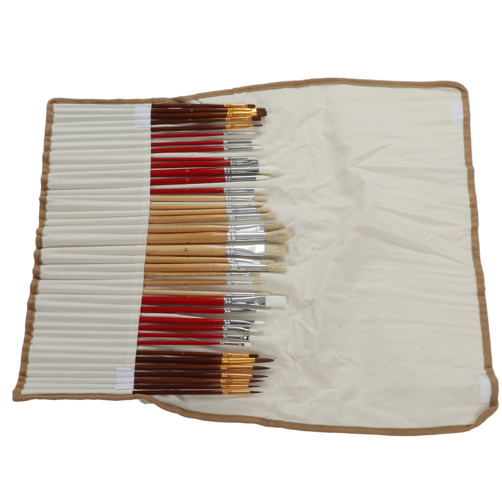 Set Mit 38 Weichen Und Strapazierfähigen Borstenpinseln Für Acrylmalerei, Inklusive Aufbewahrungsbeutel Für Kunstschulen.