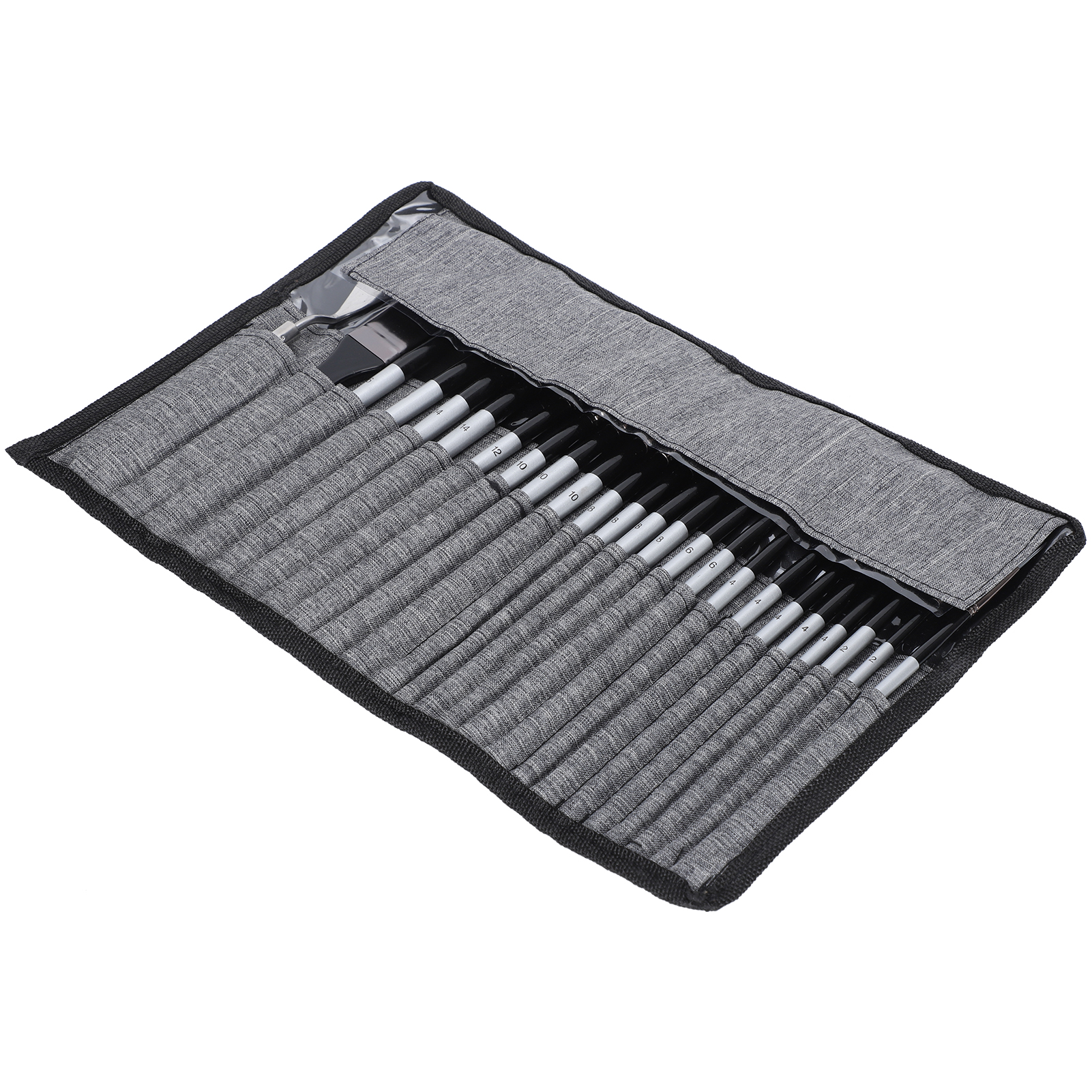 Set Mit 24 Nylon- Und Wollpinseln, Holzgriffen, Mit Etui, Für Acryl- Und Aquarellmalerei (grau)