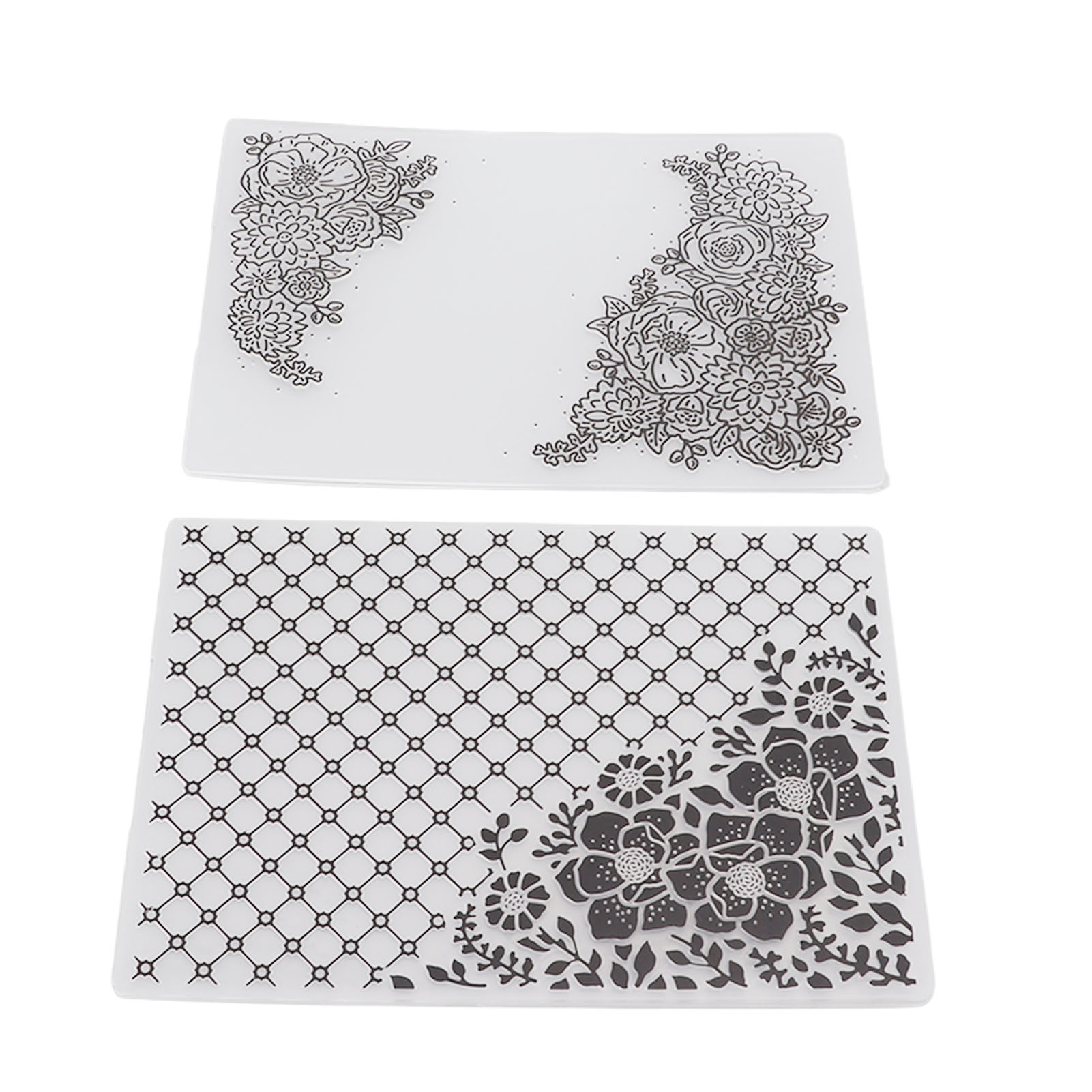 Set Aus 2 Transparenten Prägefoldern Aus Kunststoff, Konkave Und Konvexe Textur, Vorlagen Für Kreative Hobbys (einladungen, Umschläge, Karten).