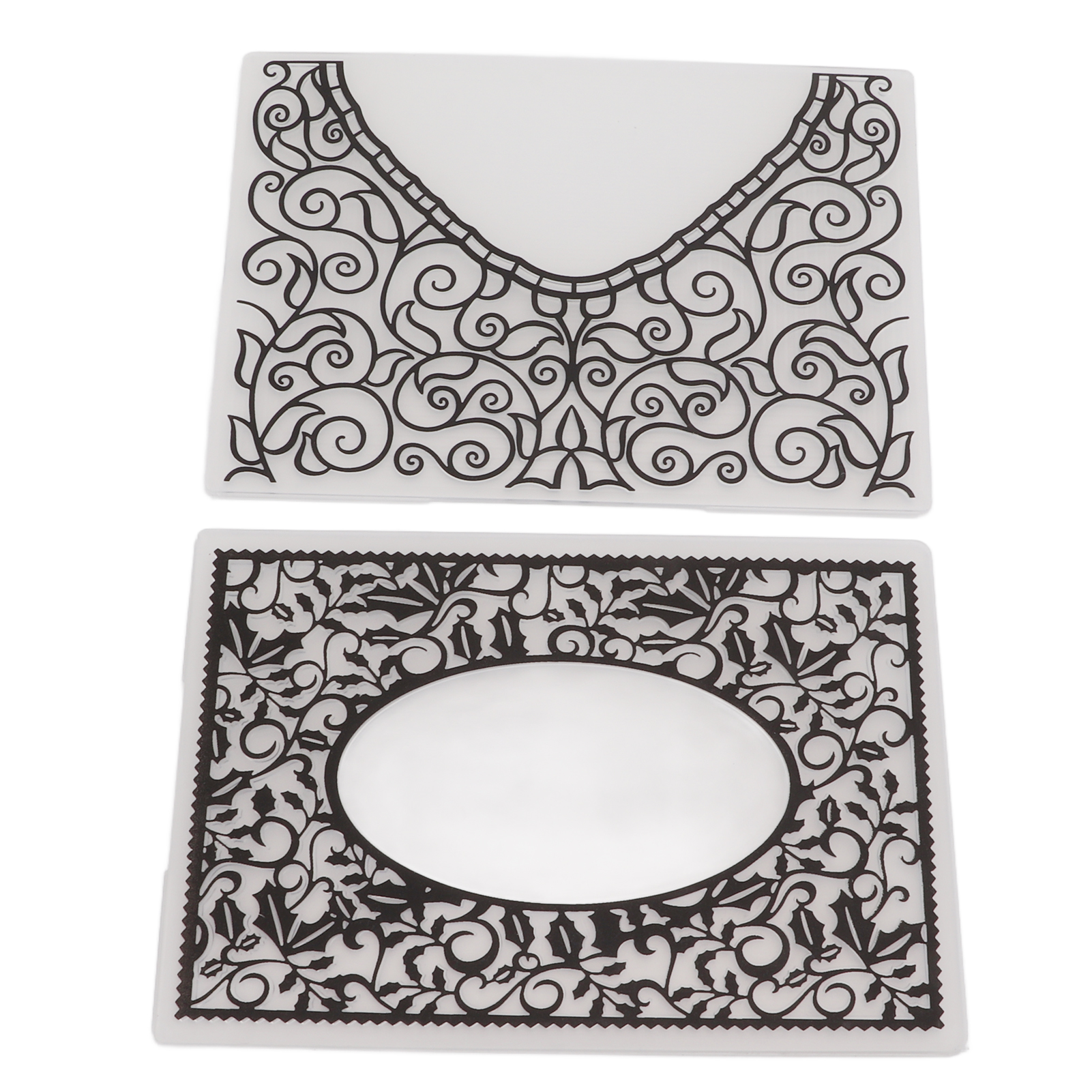 Set Aus 2 Prägebeuteln Aus Kunststoff, Retro-blatt- Und Blumenmuster, Einfach Zu Verwenden, Prägevorlagen Für Viele Anwendungen.