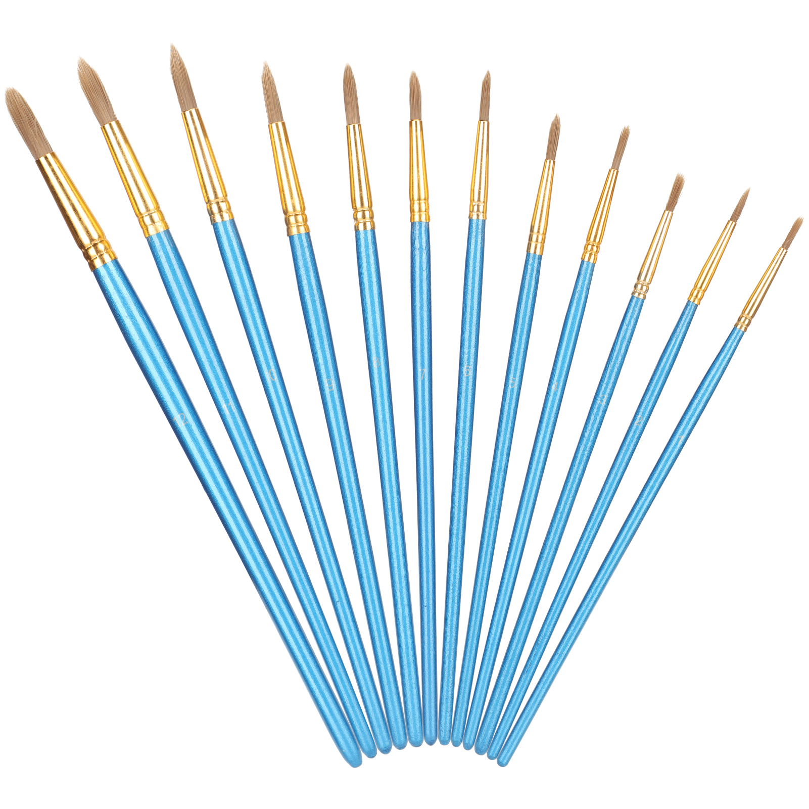 Set Mit 12 Feinen Nylon- Und Wollpinseln, Pinselhalter Aus Holz, Zeichenzubehör