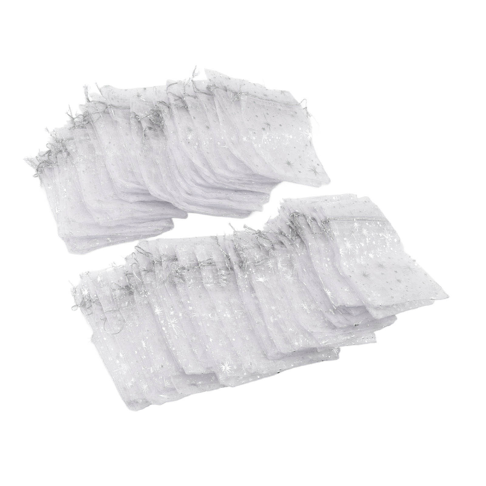Set Aus 50 Transparenten Netzbeuteln Mit Kordelzug, Edles Sternenmuster, Perfekt Für Hochzeiten Und Kirchen.