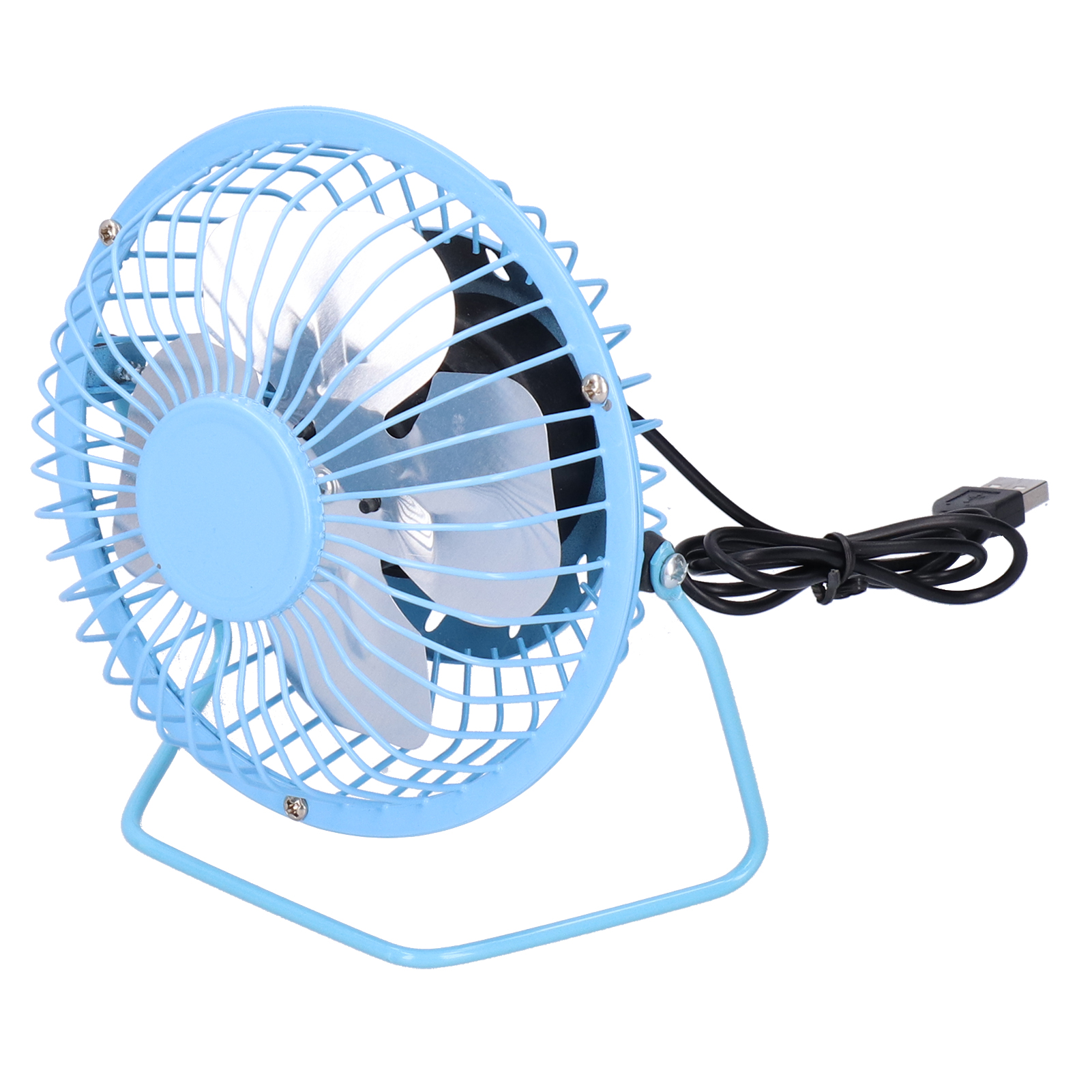 Mini-usb-ventilator Mit Leisen Aluminiumflügeln, Für Zuhause, Büro Oder Tisch, Schmiedeeisen, Blau