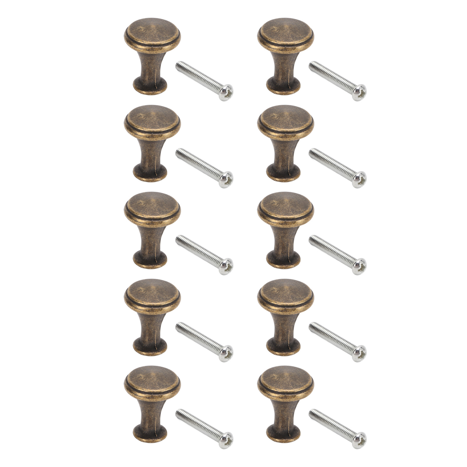 Packung Mit 10 Einzellochgriffen 20x25 Mm, Runde Ersatzgriffe Für Schubladen Und Schränke, Bronzegrüne Farbe.
