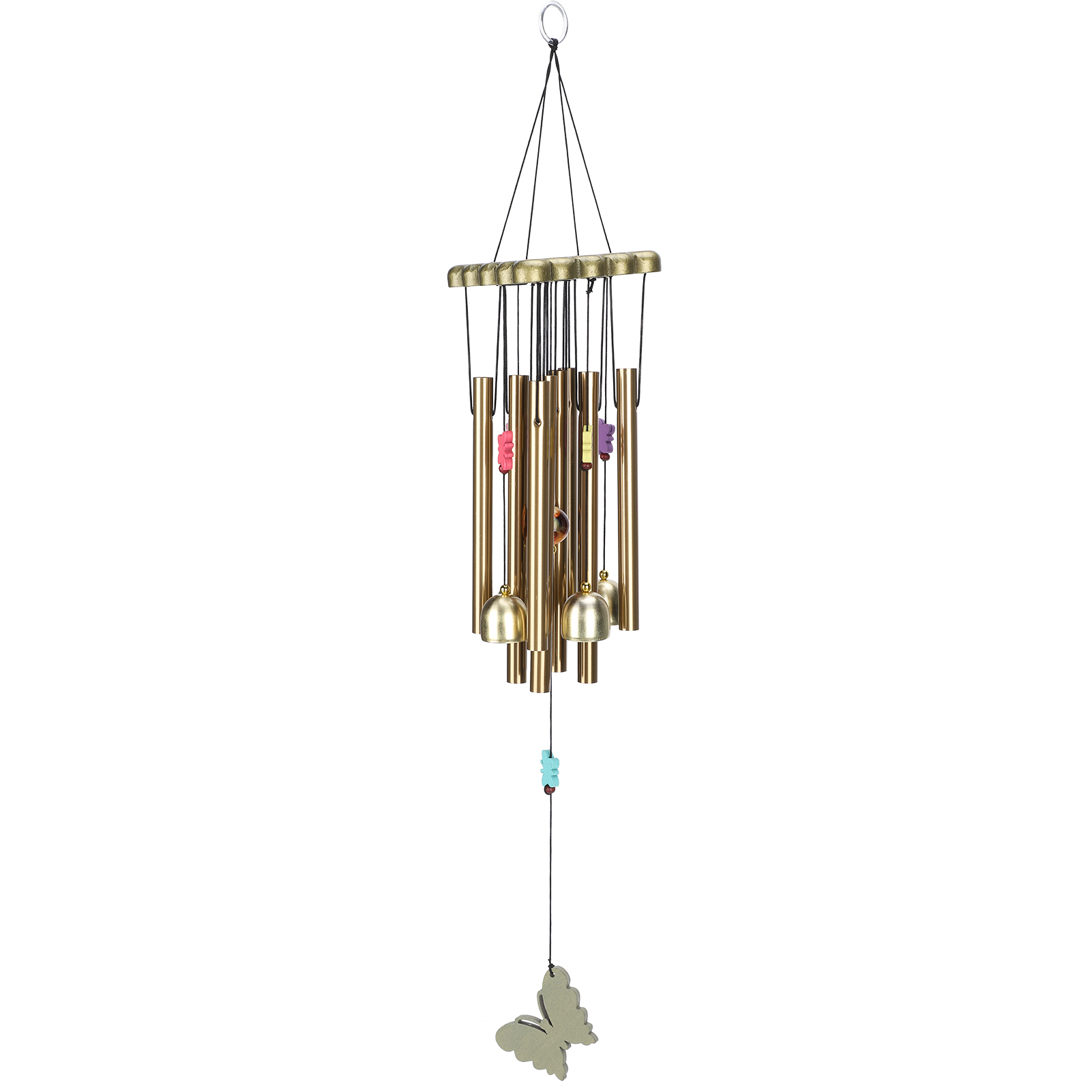 Windspiel Aus Holz Und Metall, 8 Röhren, 4 Glöckchen, Gartendekoration, Anhänger, Ornament, Bastelarbeit, Schmetterling