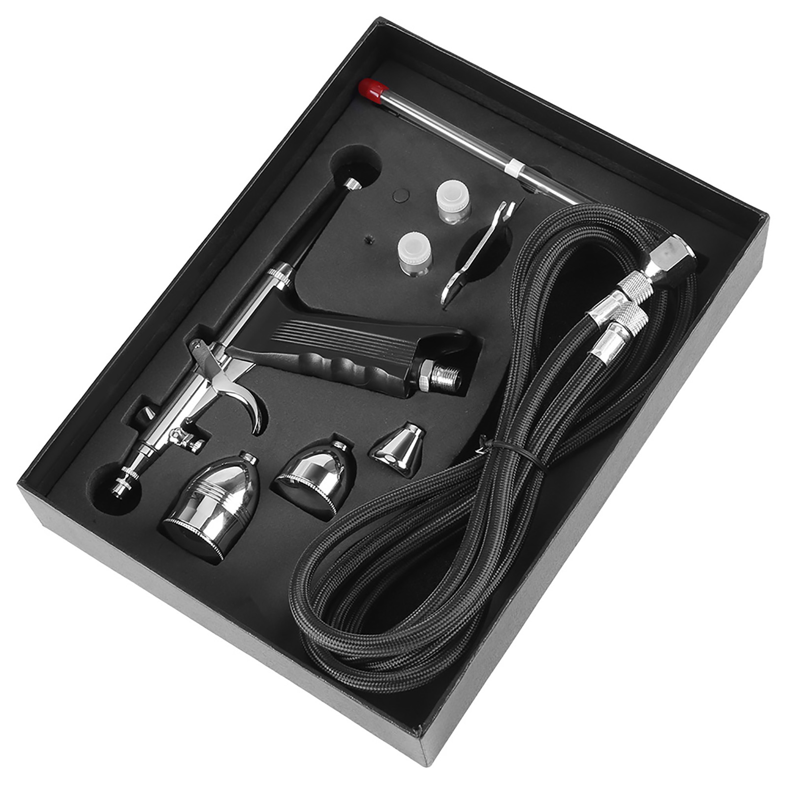 Airbrush-farbpistolen-set Mit Schwerkraftzufuhr, Inklusive 0,3 Mm, 0,5 Mm Und 0,8 Mm Düsen Und Farbbehältern
