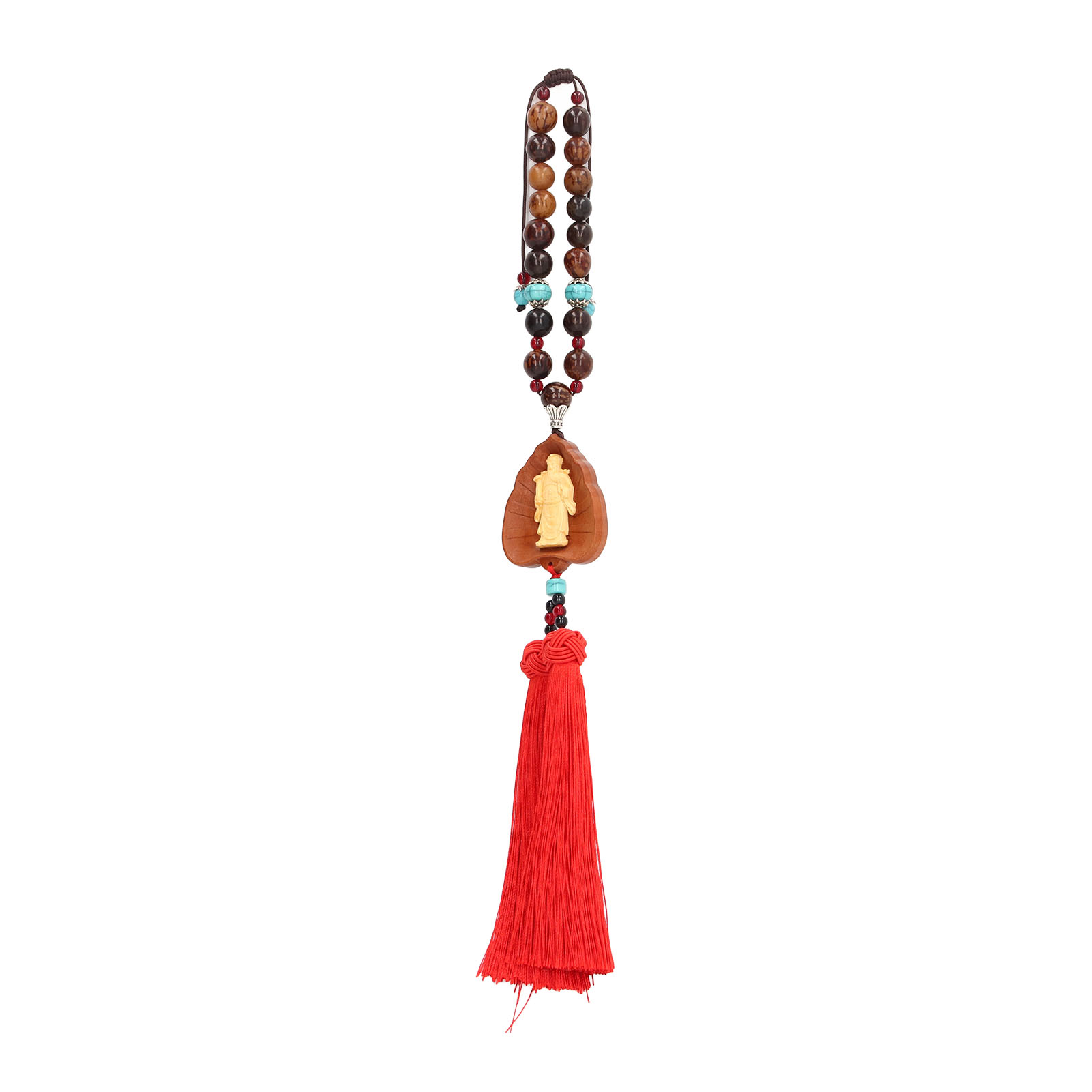 Buddha-autoanhänger Mit Doppelquaste Aus Buchsbaumholz, Glücksbringer, Zieht Reichtum An, Reinigt Den Geist, Hängender Schmuck Der Göttin Guanyin, Der Göttin Des Reichtums