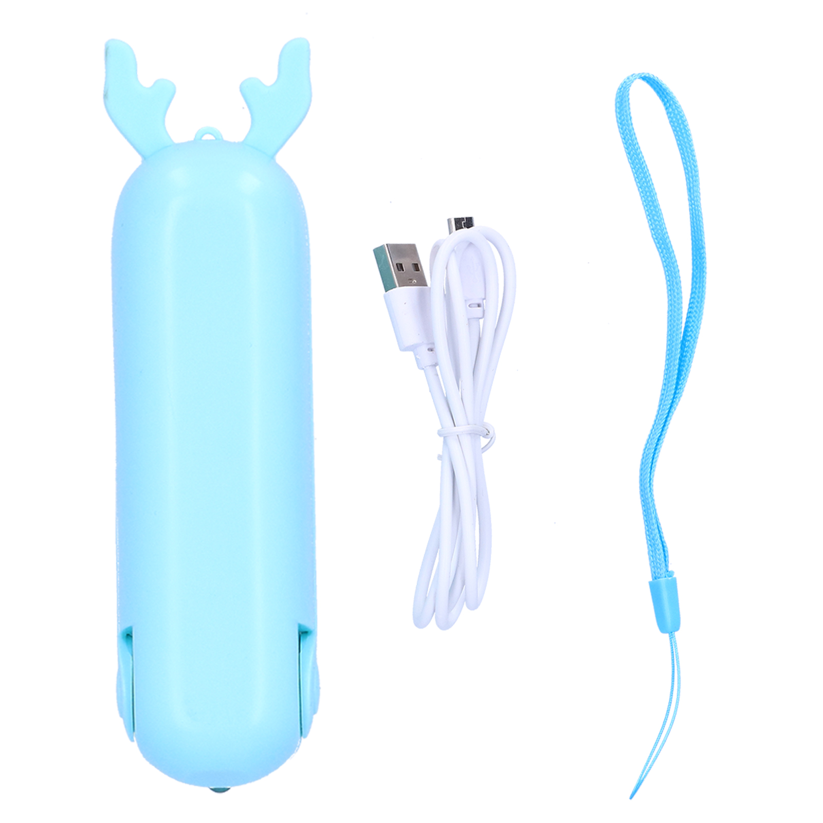 Tragbarer, Wiederaufladbarer Und Faltbarer Ventilator, Mini-kühlgerät Mit Notfalltaschenlampe (blau)