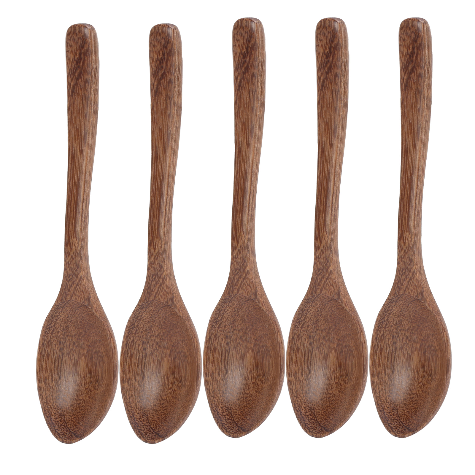 Set Mit 5 Gratfreien Holzlöffeln, Robust, Langlebig Und Hitzebeständig, Ideal Als Geschenk Oder Für Den Hausgebrauch. Großer Löffel Mit Gezahntem Griff.