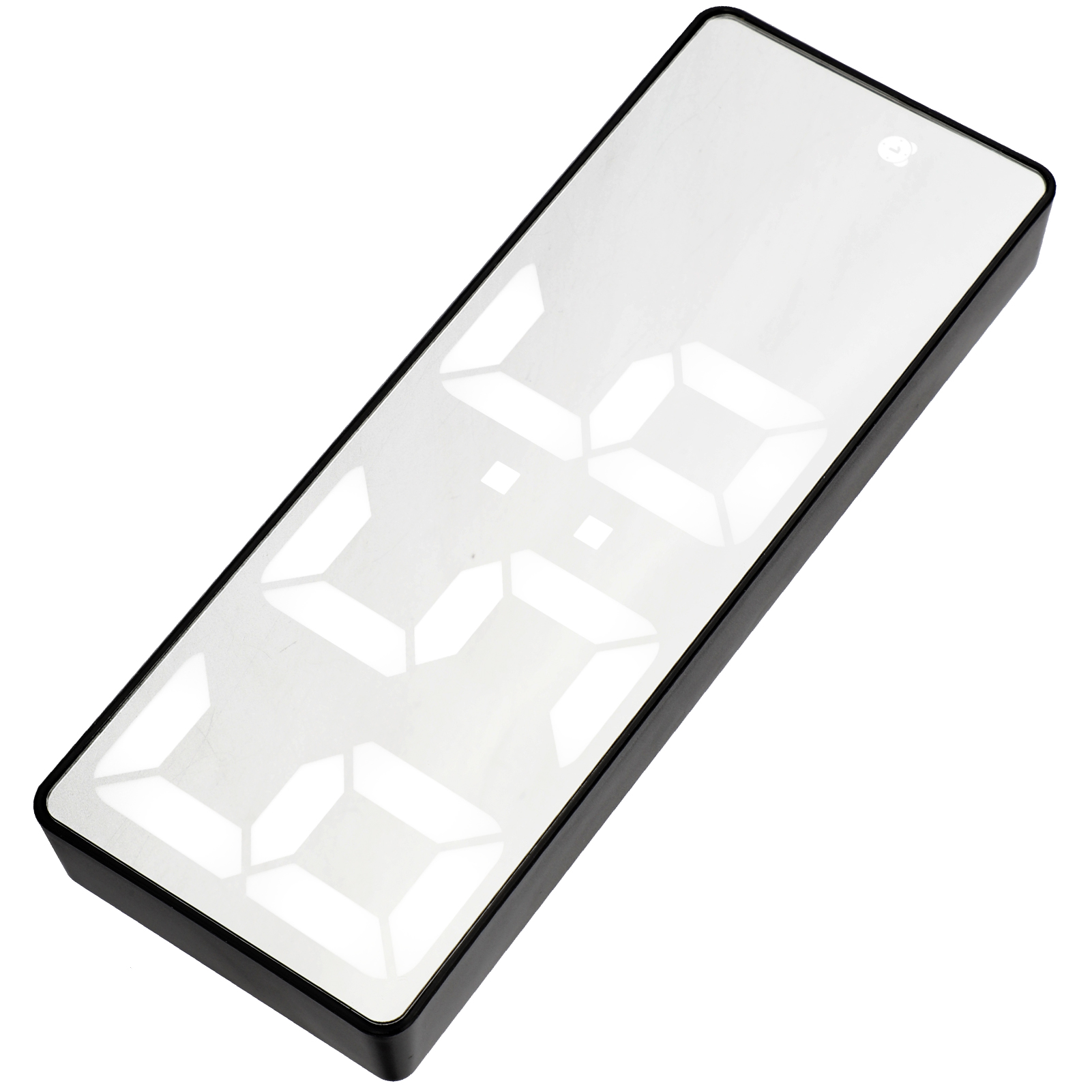 Usb-wiederaufladbarer Digitaler Led-spiegelwecker, Schwarzer Rechteckiger Spiegel Mit Weißem Licht