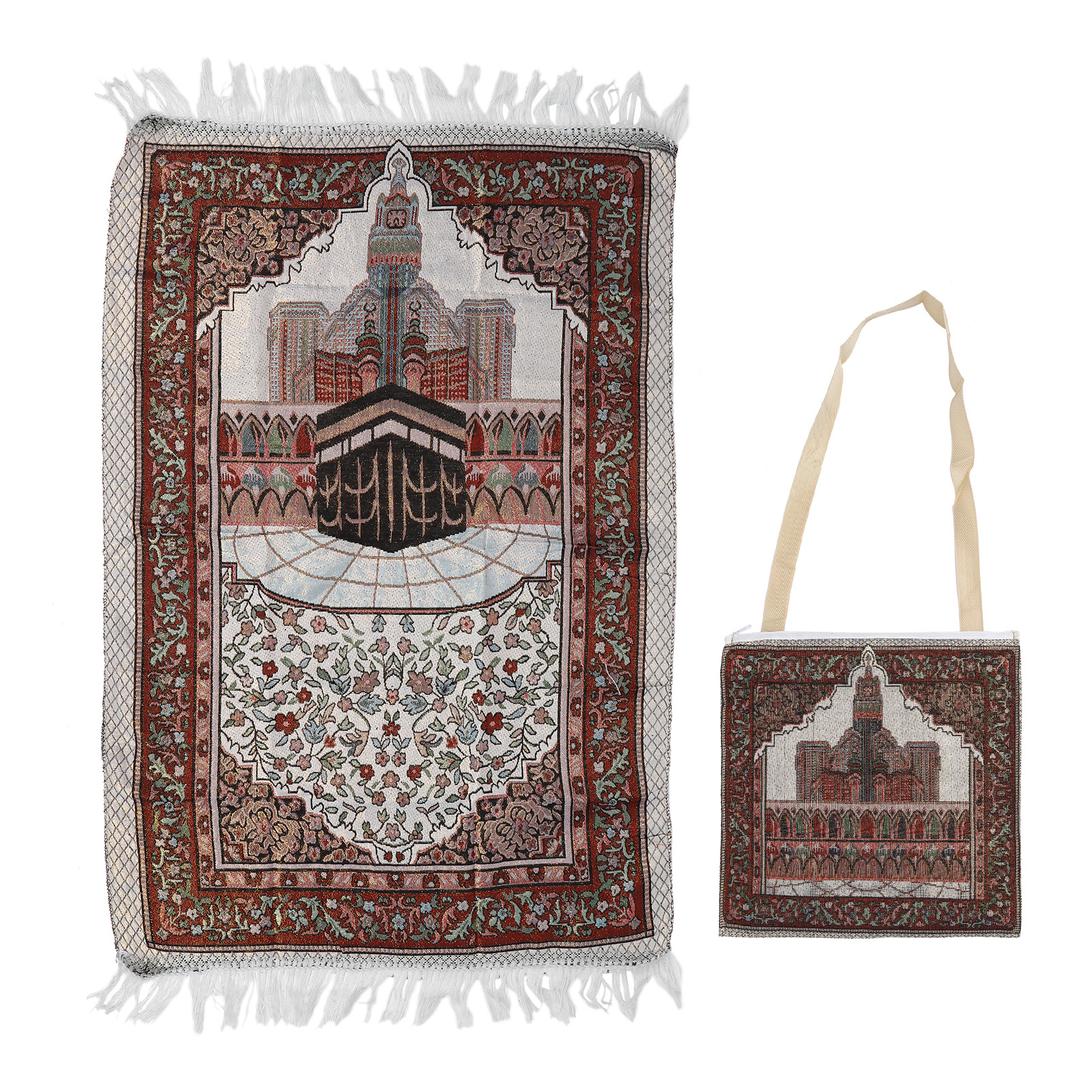 Dicke Muslimische Gebetsmatte Aus Baumwolle, Pilgermatte Mit Stofftasche Für Die Pilgerfahrt