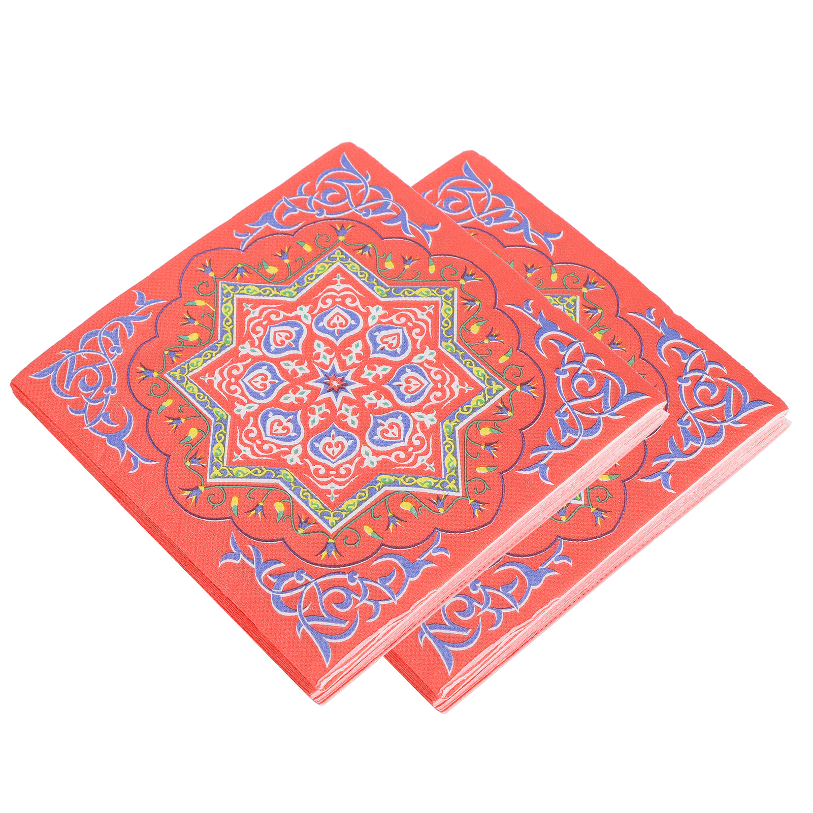 40 Blatt Papierservietten, Taschentücher, Ramadan-muster, 4-lagig, Hoch Saugfähig, Für Festliche Mahlzeiten, Rote Und Farbenfrohe Muster