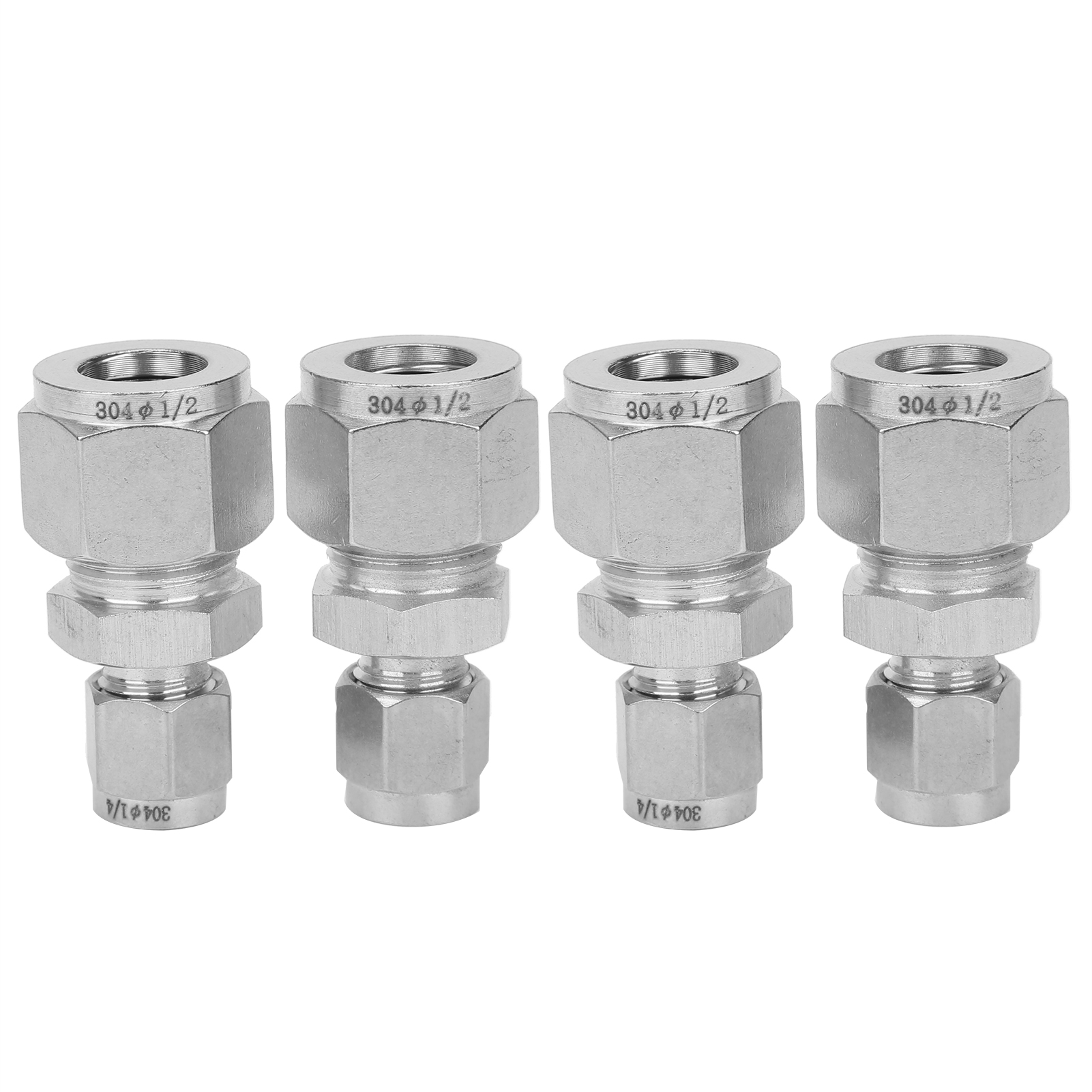 4 Edelstahl-klemmringverschraubungen, Gerade Doppelklemmring-rohrverbinder Für Schläuche (ф1/4-ф1/2)