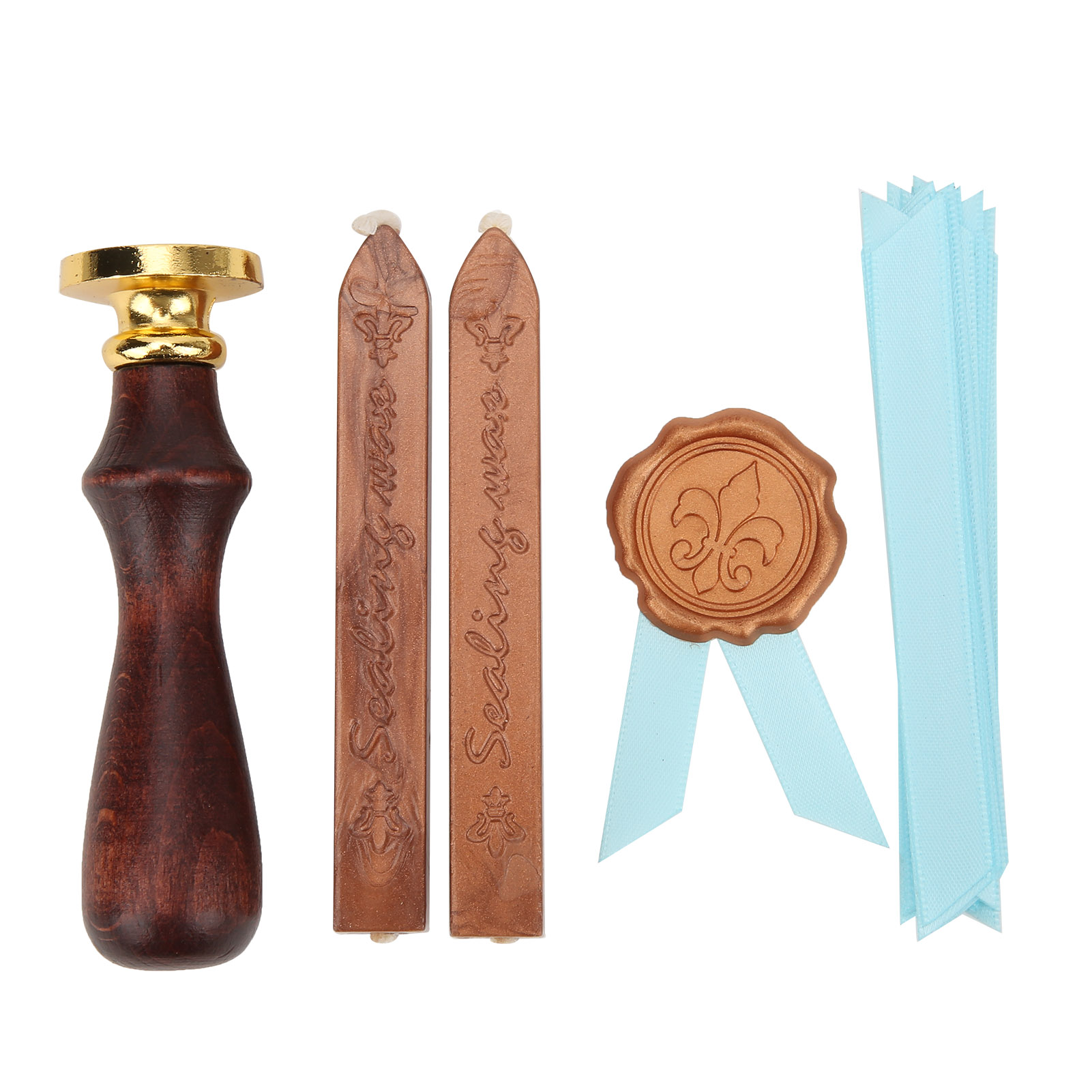 Vintage-set Aus Hölzernem Wachssiegel, Ideal Zum Versiegeln Von Briefen (iris).