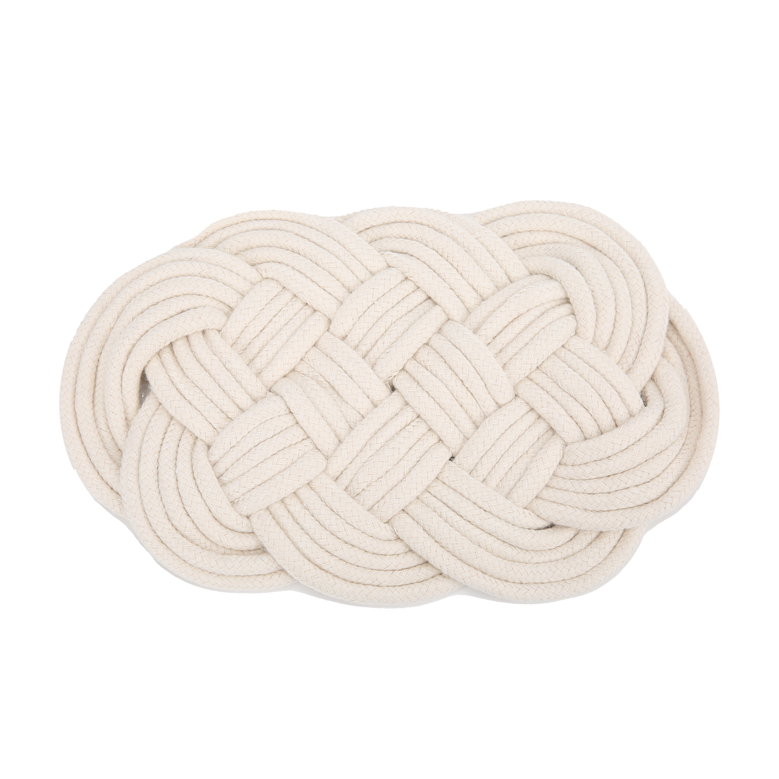 Dekorativer Untersetzer Aus Gewebter Baumwolle, Aus Baumwollgarn Gefertigt, Für Die Küche, Schützt Heiße Speisen Und Tassen, Ideal Als Geschenk. Ovale Form.