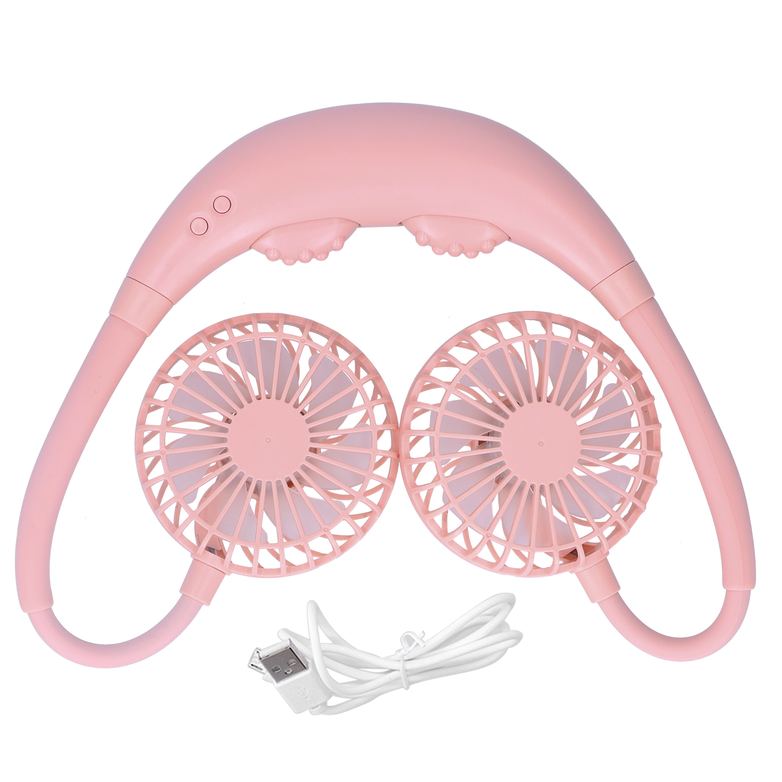 Tragbarer, U-förmiger Nackenventilator Mit Massagefunktion, 3 Einstellbaren Geschwindigkeitsstufen Und Farbigen Lichtern