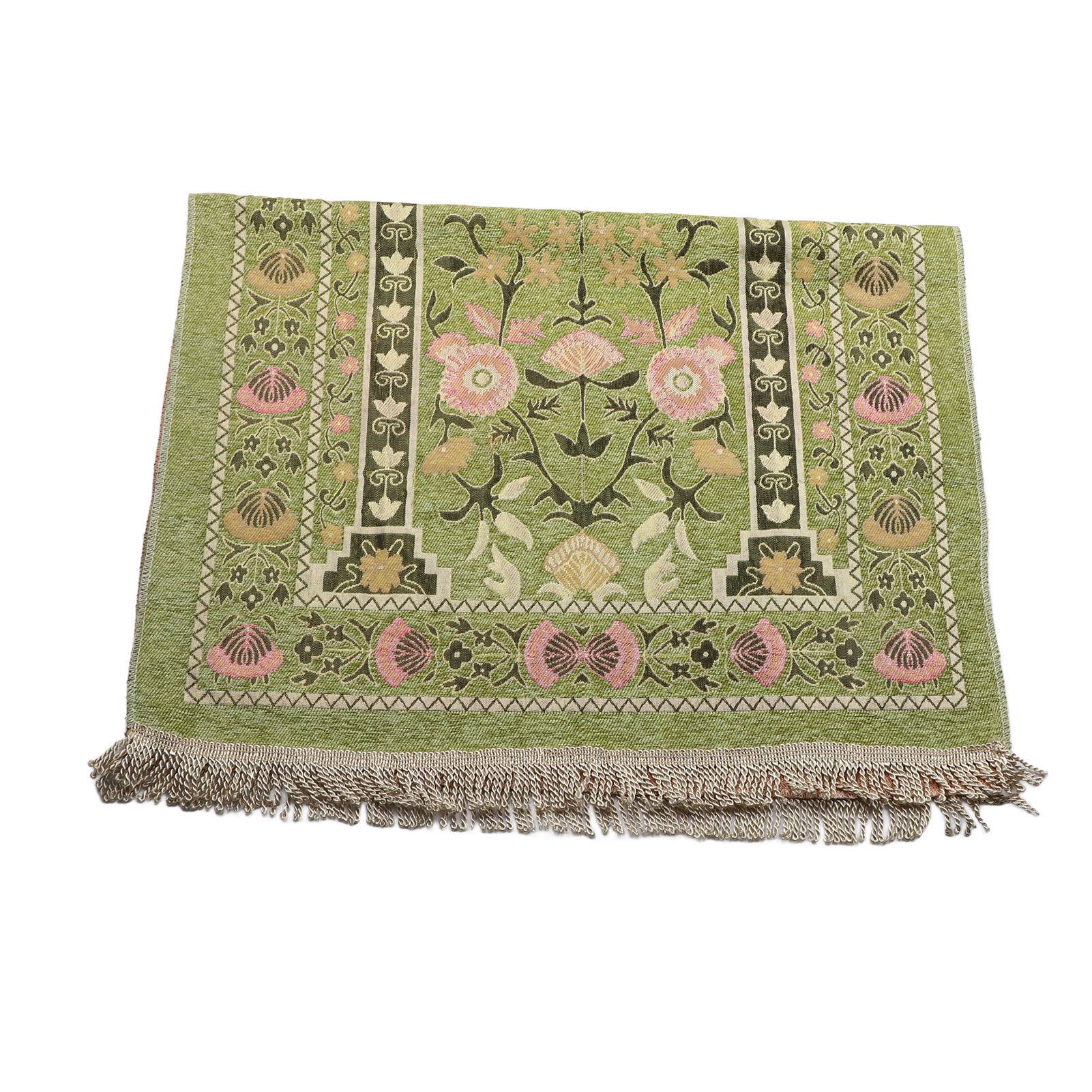 Tragbarer Muslimischer Gebetsteppich, Bestickt Mit Feinen Blumenmustern, Ethnischer Stil, Grasgrün