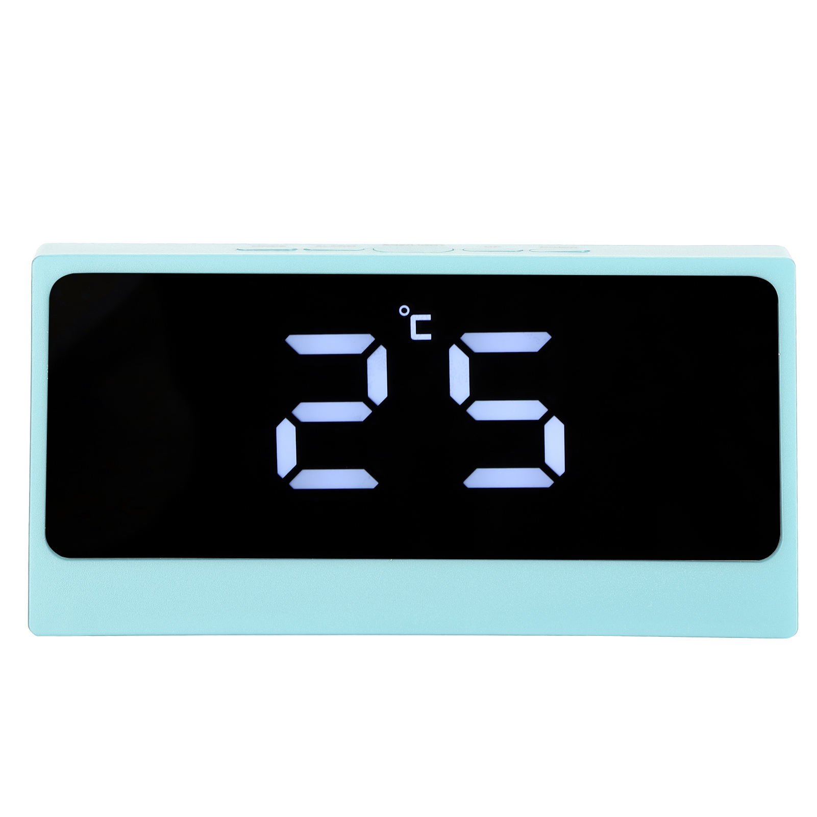 Leiser Digitaler Led-wecker Mit Intelligenter Temperatur- Und Datumsanzeige, Großer Beleuchteter Schminkspiegel (blau)