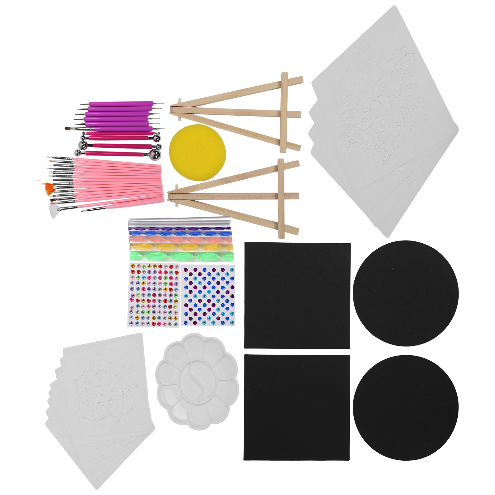 55-teiliges Punktmandala-werkzeugset, Inklusive Kugelschreiber, Palette Und Malmesser. Ideal Zum Malen Auf Kieselsteinen.