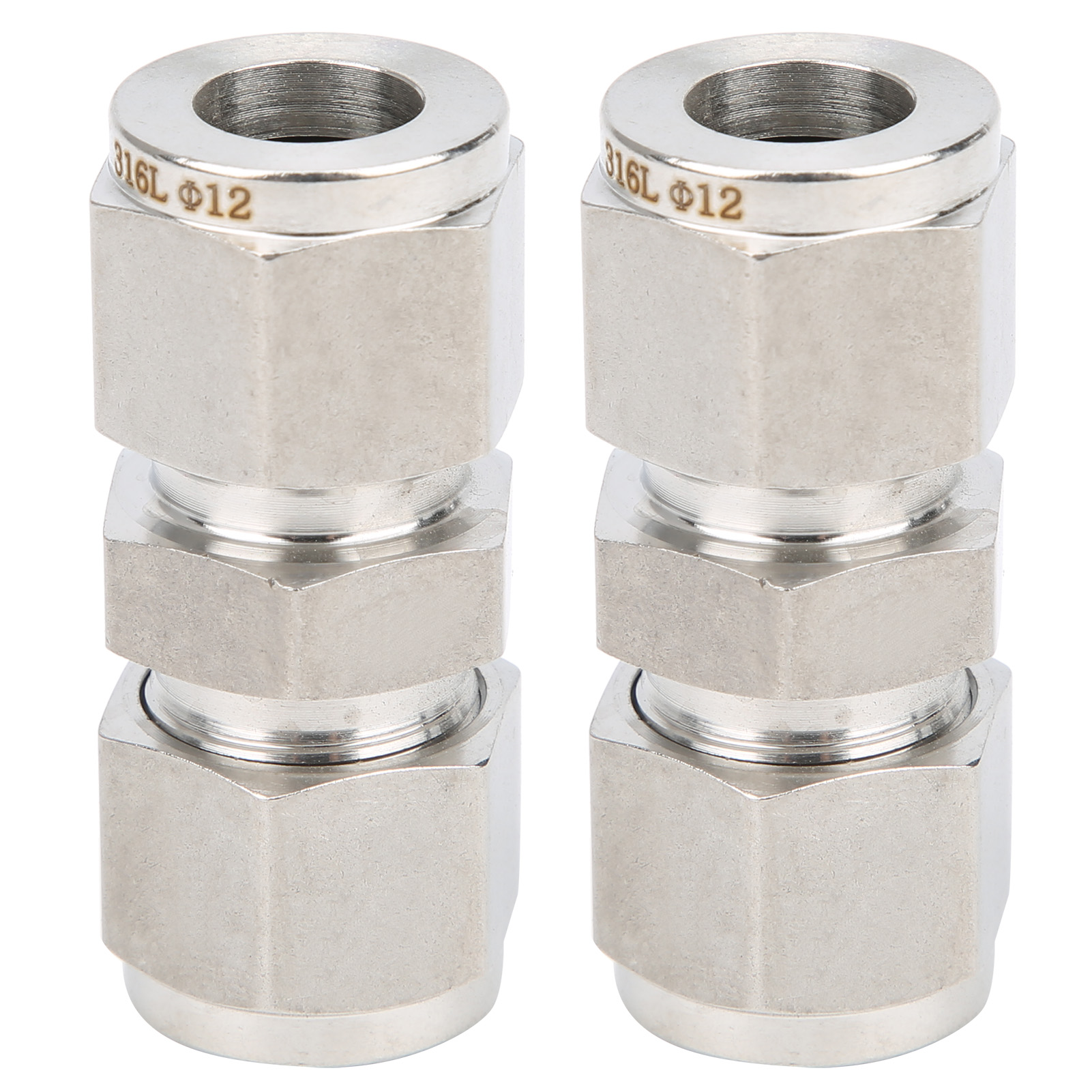 316 Edelstahl-klemmringverschraubungen, Gerader Rohrverbinder Mit Doppelklemmring (ф12)
