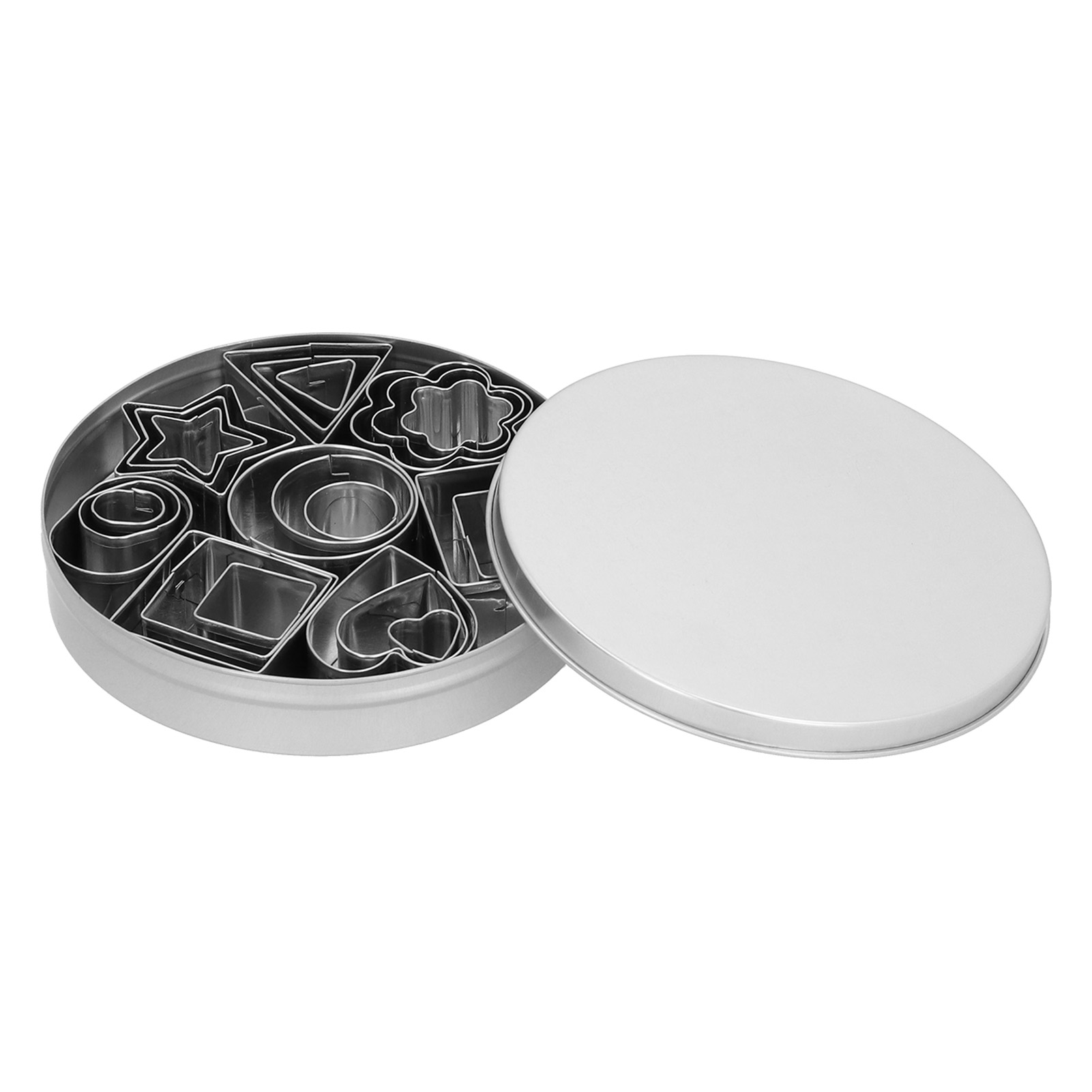 Set Mit 24 Geometrischen Ausstechformen Aus Edelstahl Für Gebäckteig Und Ton.