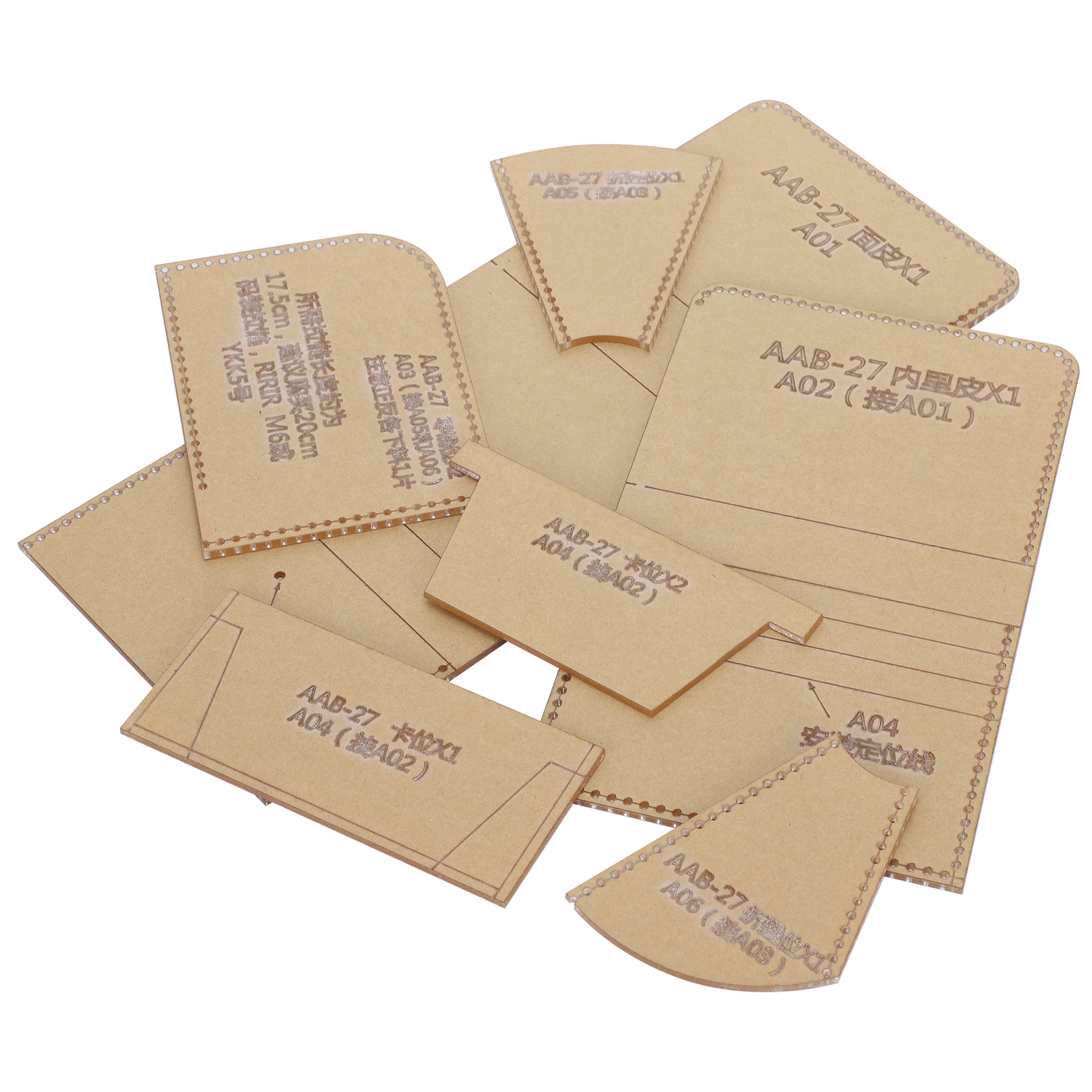 7-teilige Acryl-schablone Für Kleine Geldbörsen, Schnittmuster Für Handgefertigte Lederhandtaschen, Diy-werkzeuge