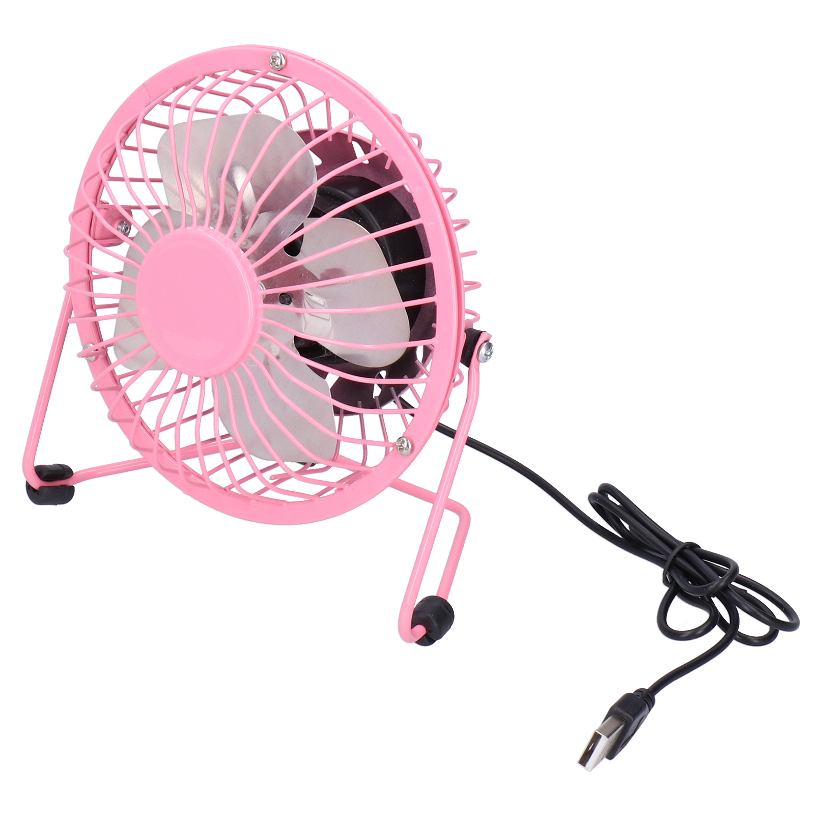 Kleiner, Tragbarer Usb-ventilator Mit Leisen Aluminiumflügeln, Ideal Für Zuhause, Büro Oder Schlafzimmer. Design Aus Rosafarbenem Schmiedeeisen.