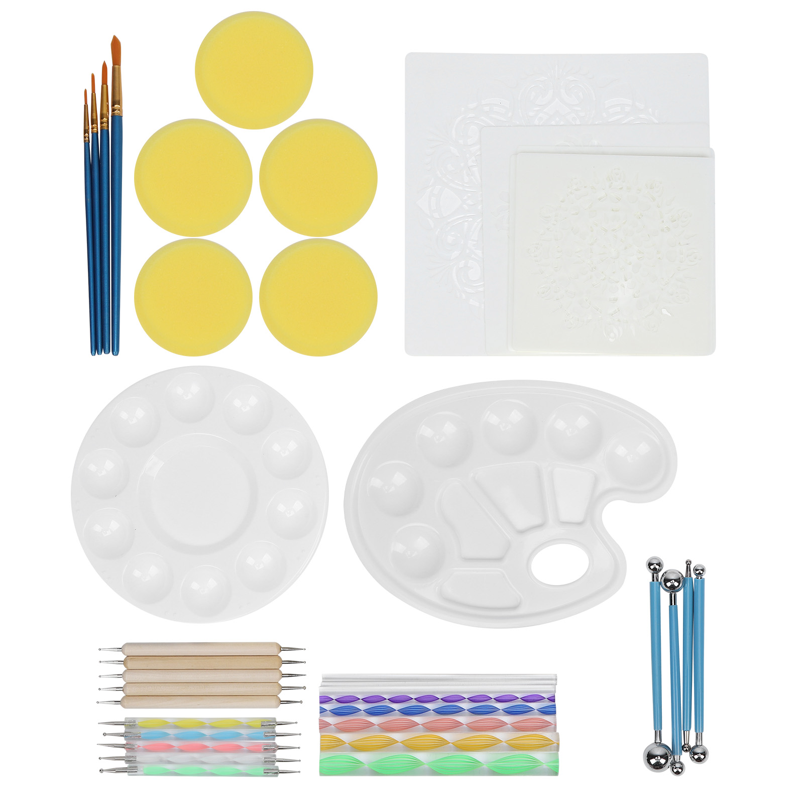 Set Mit 41 Punktierwerkzeugen Für Mandalas, Schablonen Und Dekorative Stäbchen Zum Selbermalen