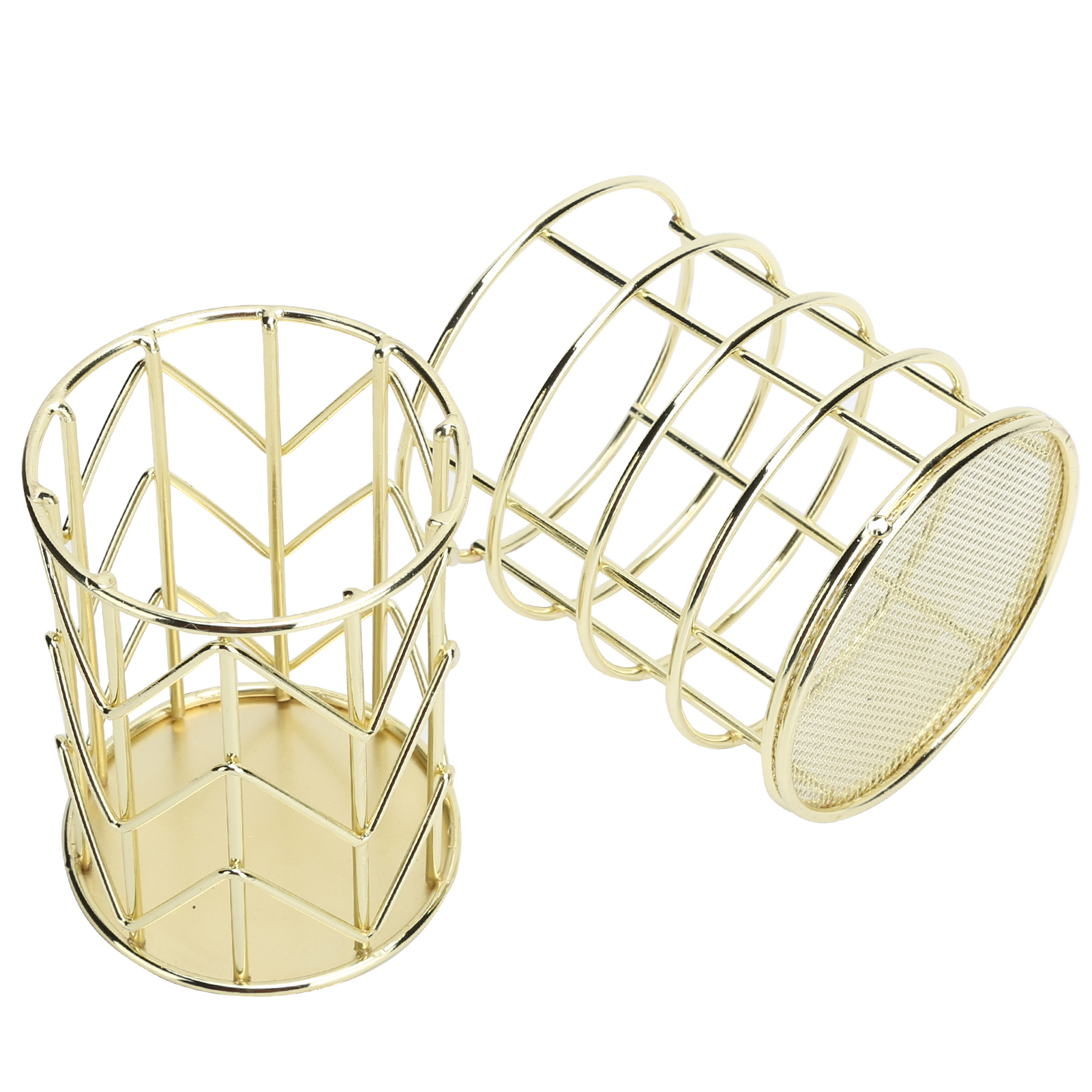 Set Aus 2 Draht-make-up-pinselhaltern, Stiftehaltern, Durchbrochenem Schreibtisch-organizer