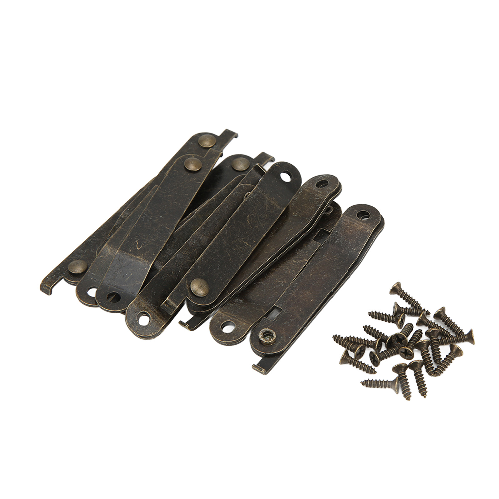 Set Mit 10 Rostfreien Und Korrosionsbeständigen Klappbaren Eisenscharnieren Für Deckel Von Holzkisten, Schmuckkästchen Und Schränken.