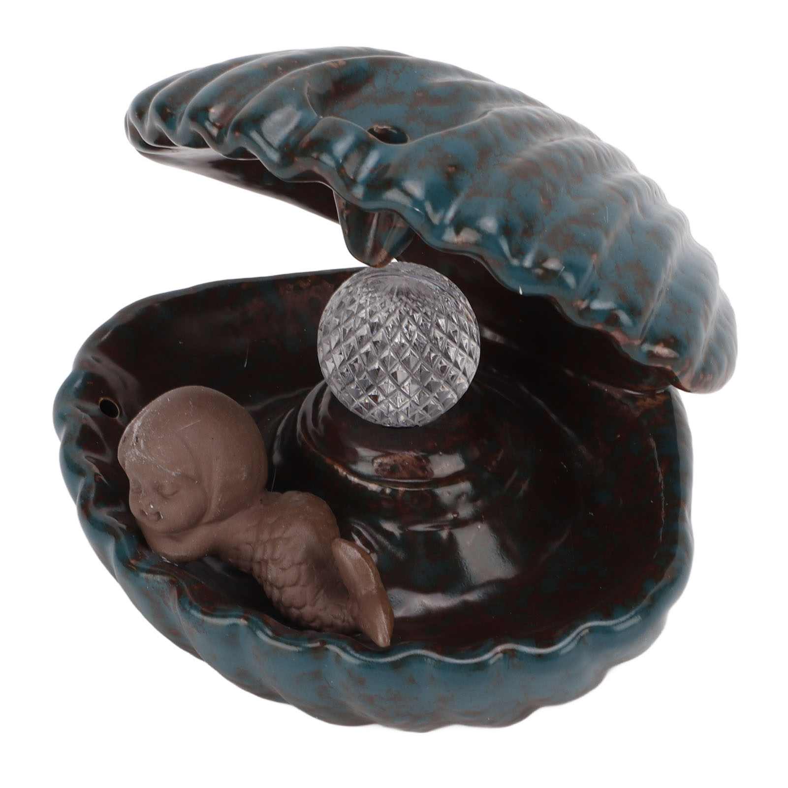 Europäischer, Muschelförmiger Räucherstäbchenhalter, Led-rückflusslampe Für Aromatherapie, Keramikobjekt, Wohnaccessoire