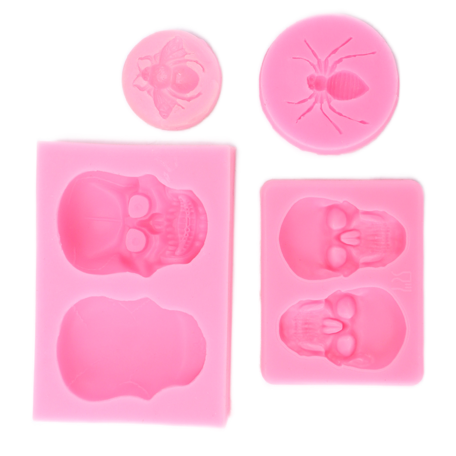 Antihaftbeschichtete, Robuste Und Flexible Silikonformen In Totenkopf- Und Spinnenform, Perfekt Für Selbstgemachte Halloween-kuchen. Ideal Zum Backen Von Selbstgemachten Leckereien.